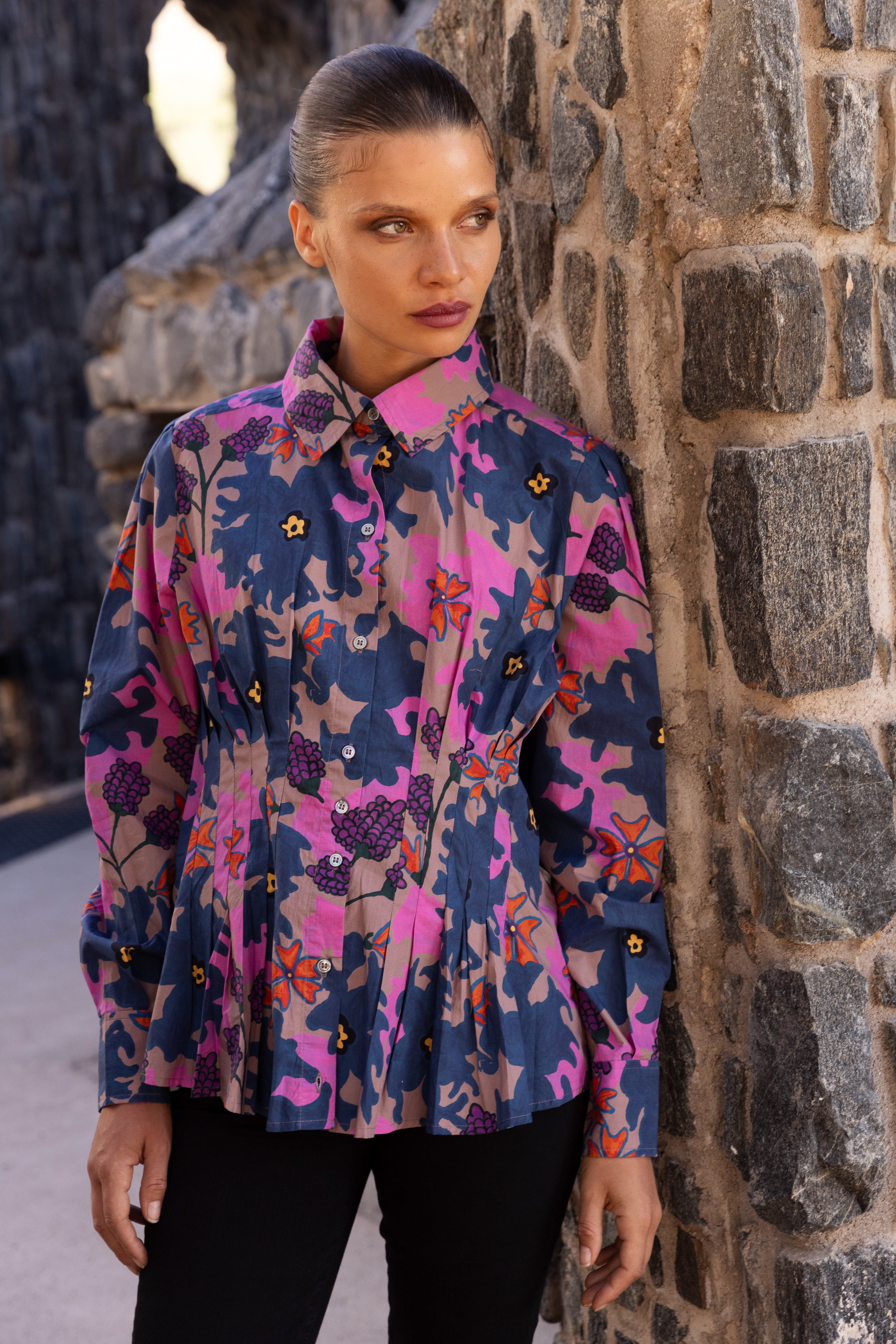 Elizabeth Top- Suzani Navy