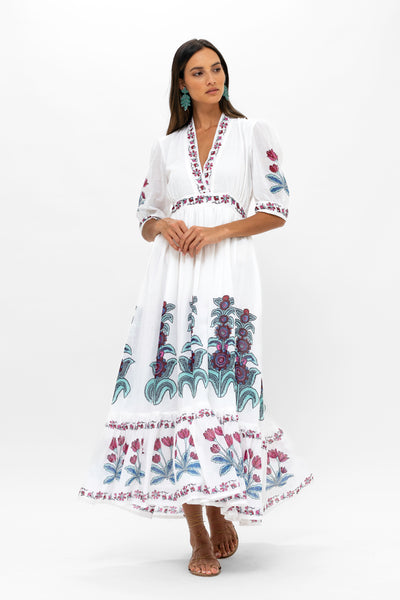 Oliphant V-Neck Cuffed Maxi Dress