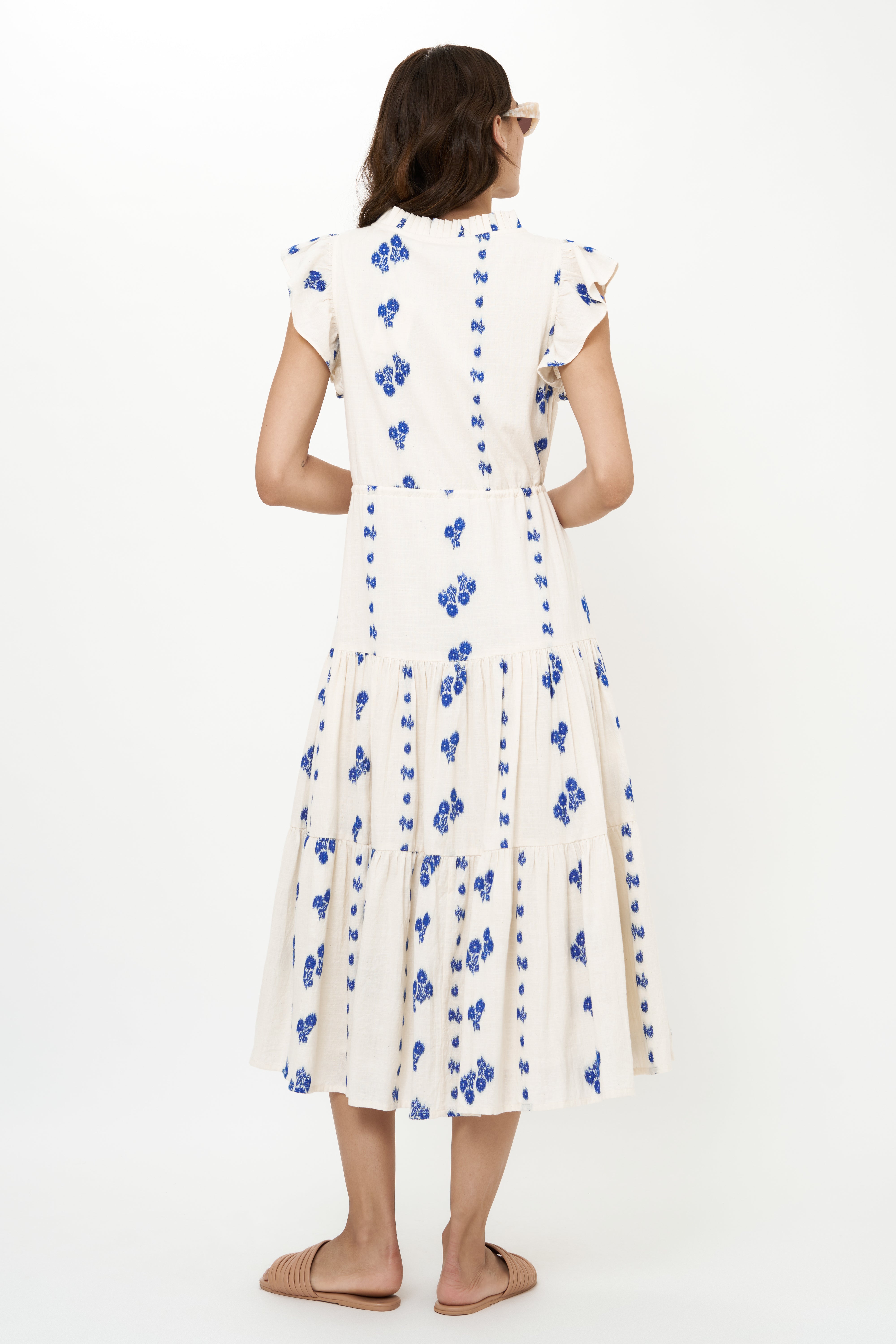 Cinched Flirty Midi- Wicklow Blue