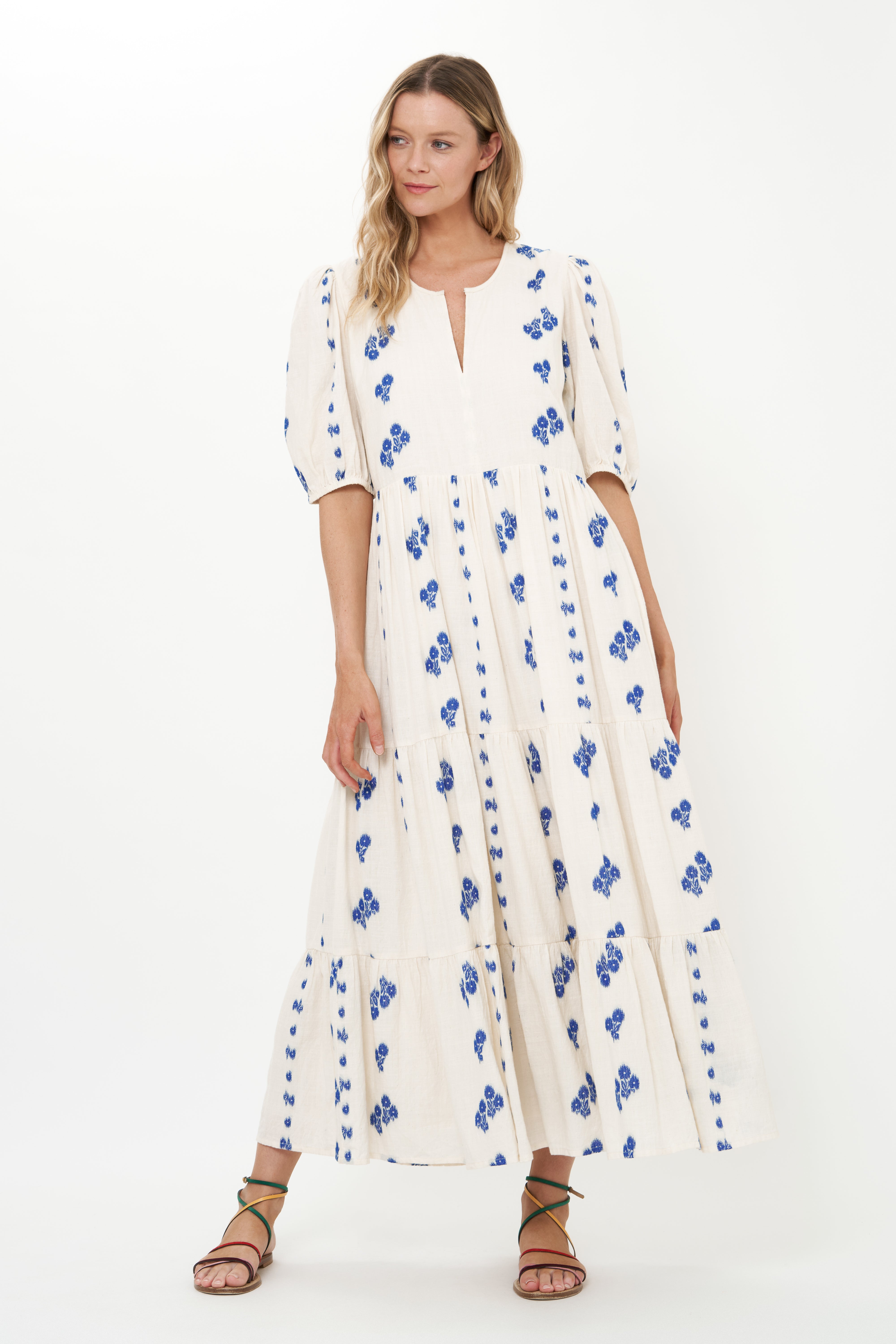 Puff Sleeve Maxi- Wicklow Blue