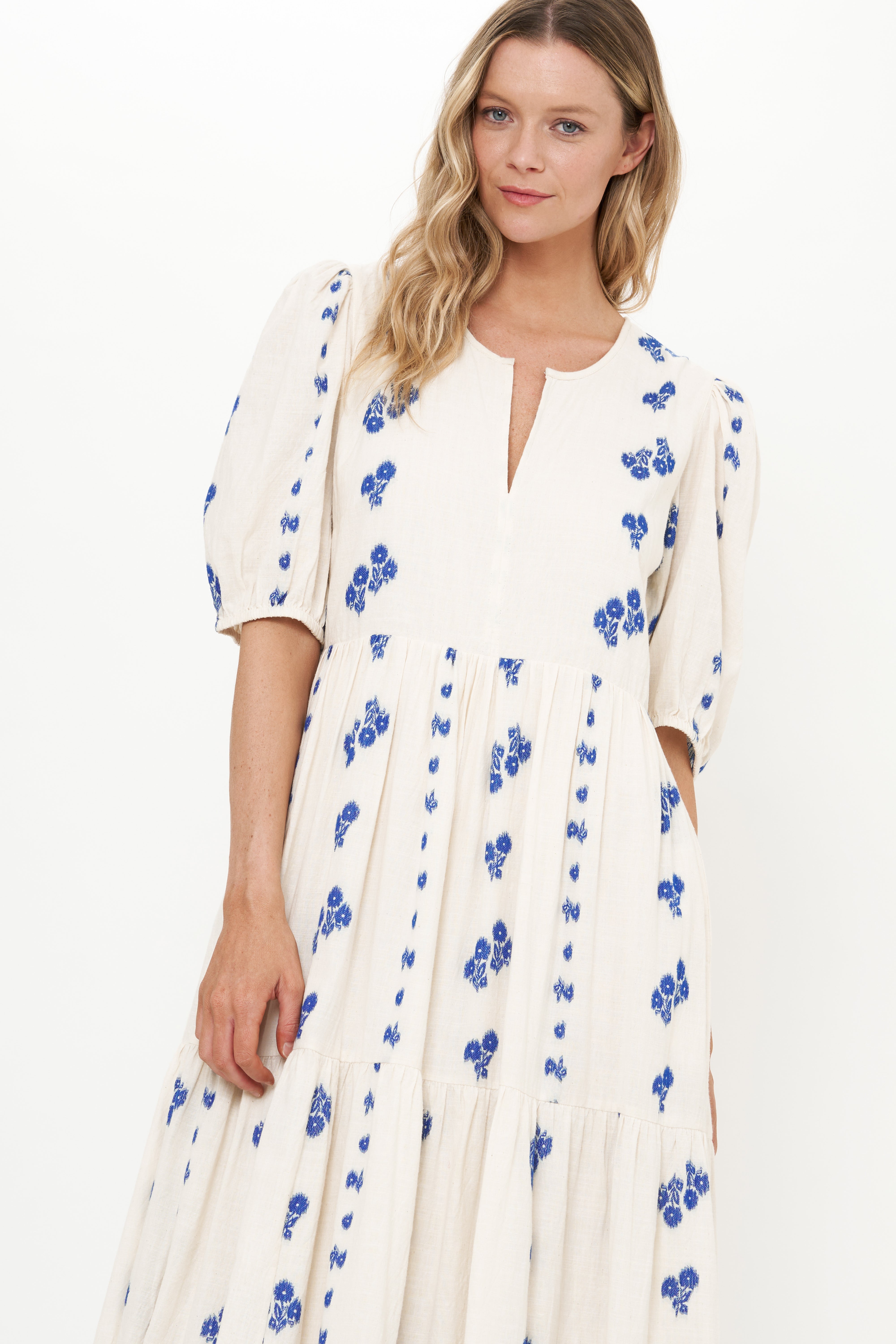 Puff Sleeve Maxi- Wicklow Blue