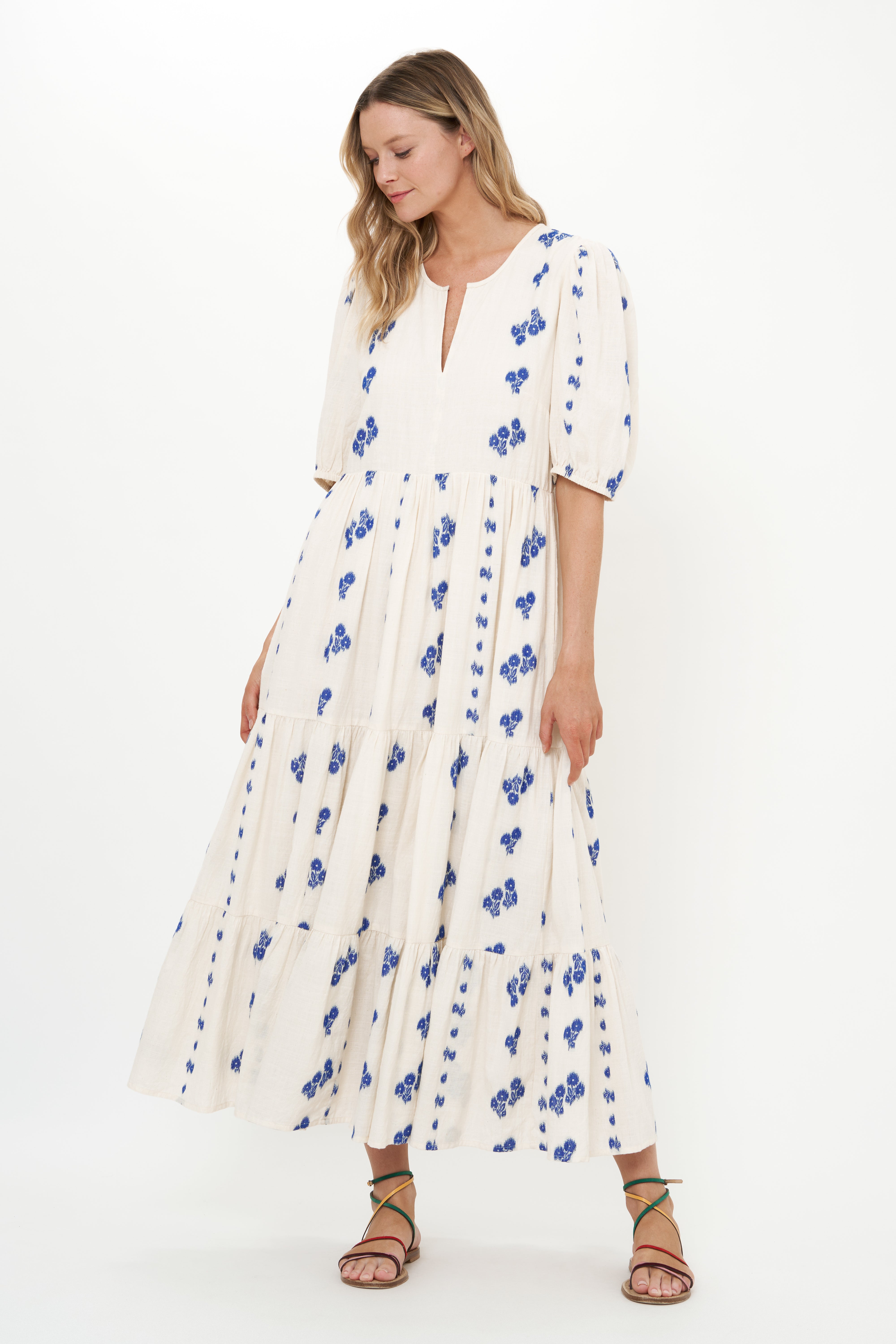 Puff Sleeve Maxi- Wicklow Blue