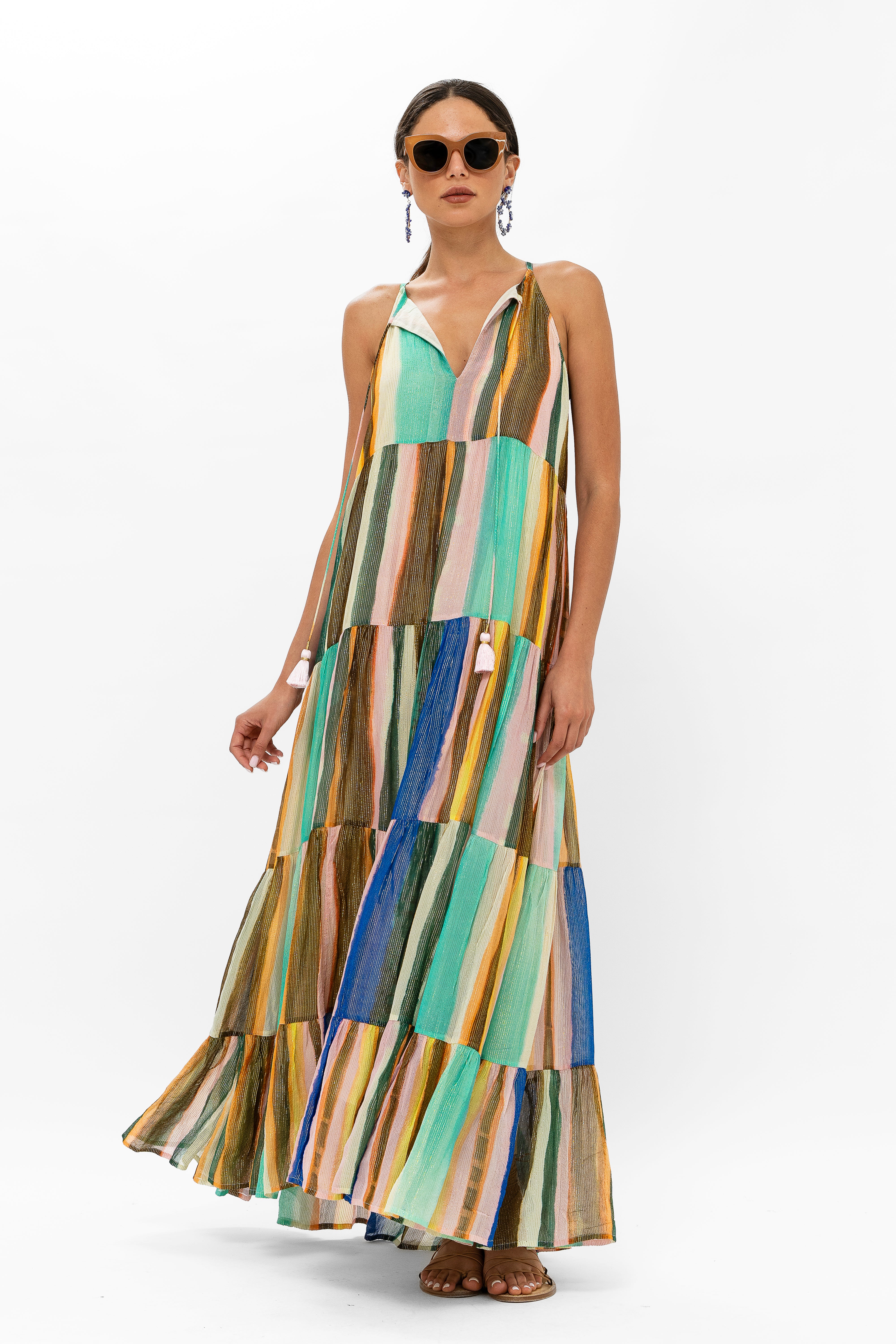 Long Tiered Tassel Dress- Zanzibar Multi