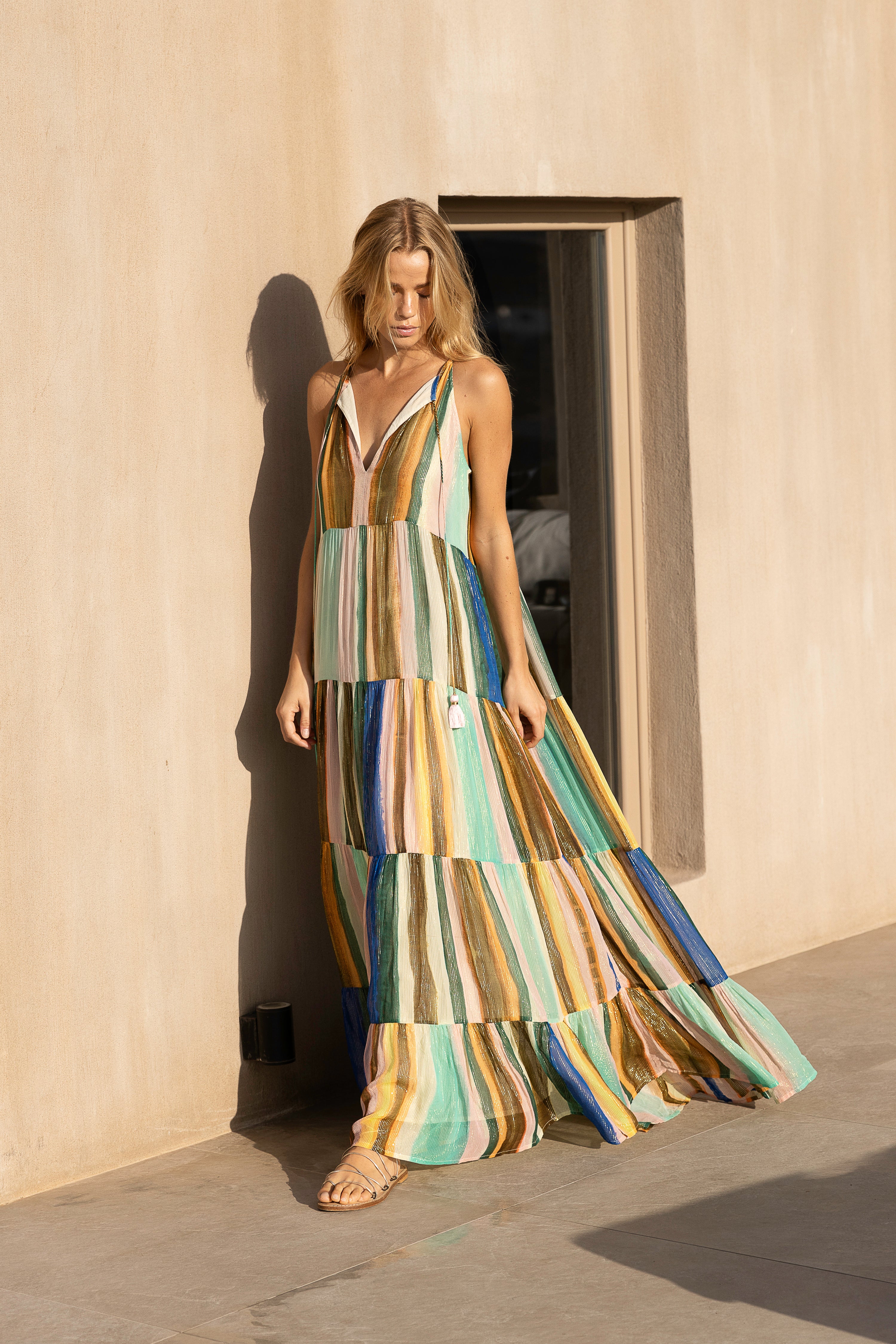 Long Tiered Tassel Dress- Zanzibar Multi