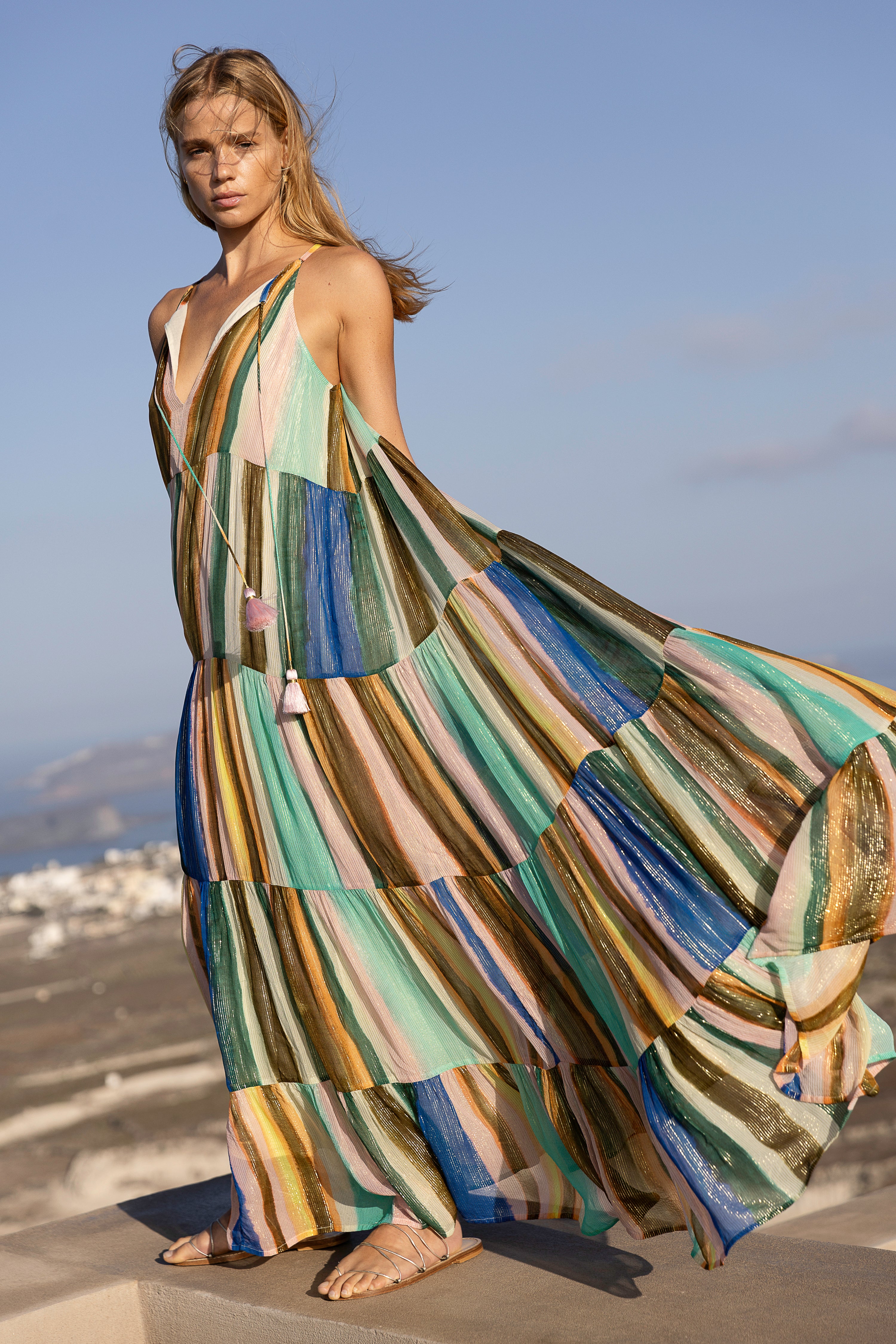 Long Tiered Tassel Dress- Zanzibar Multi