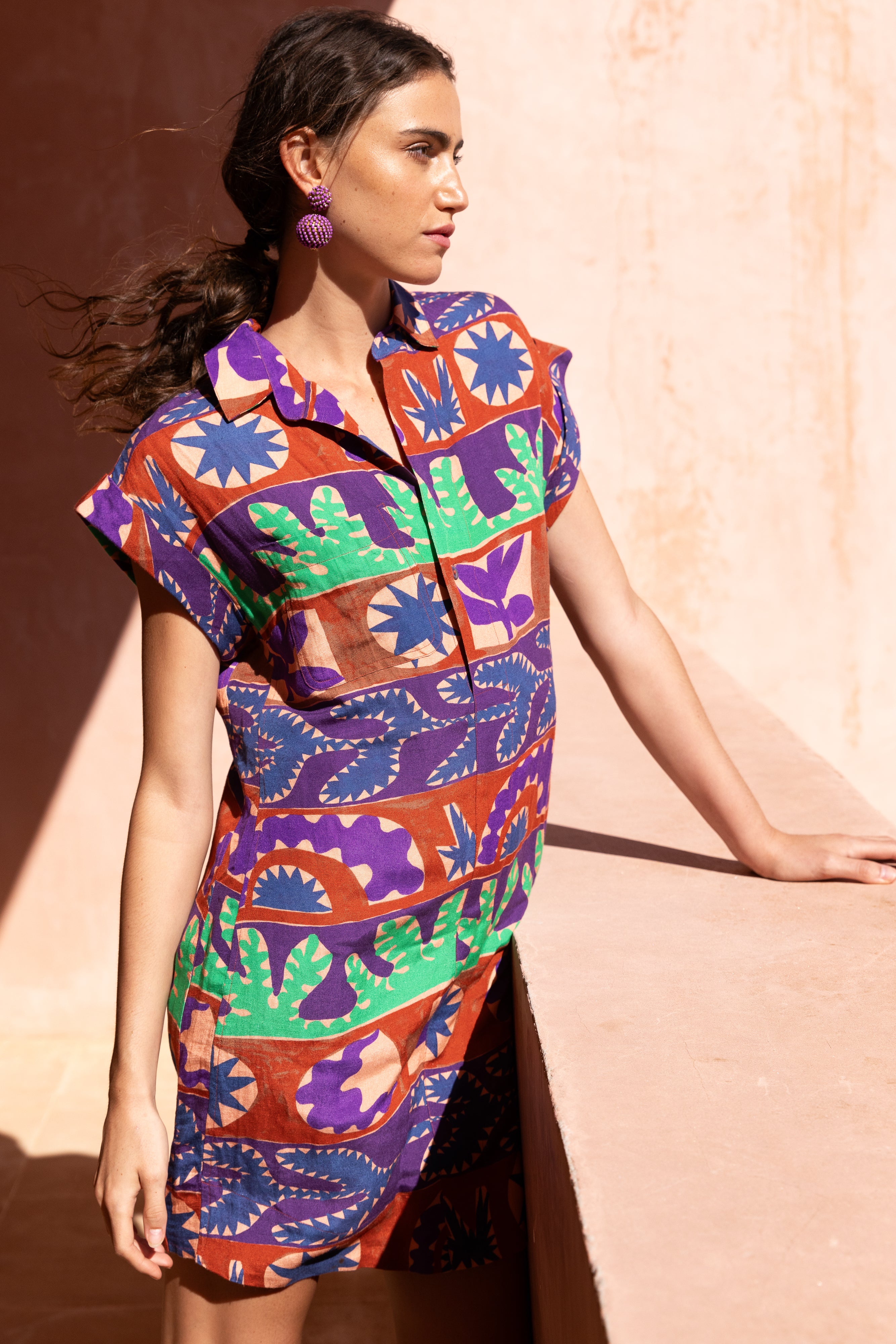 Shirt Dress Mini- Canyon Purple