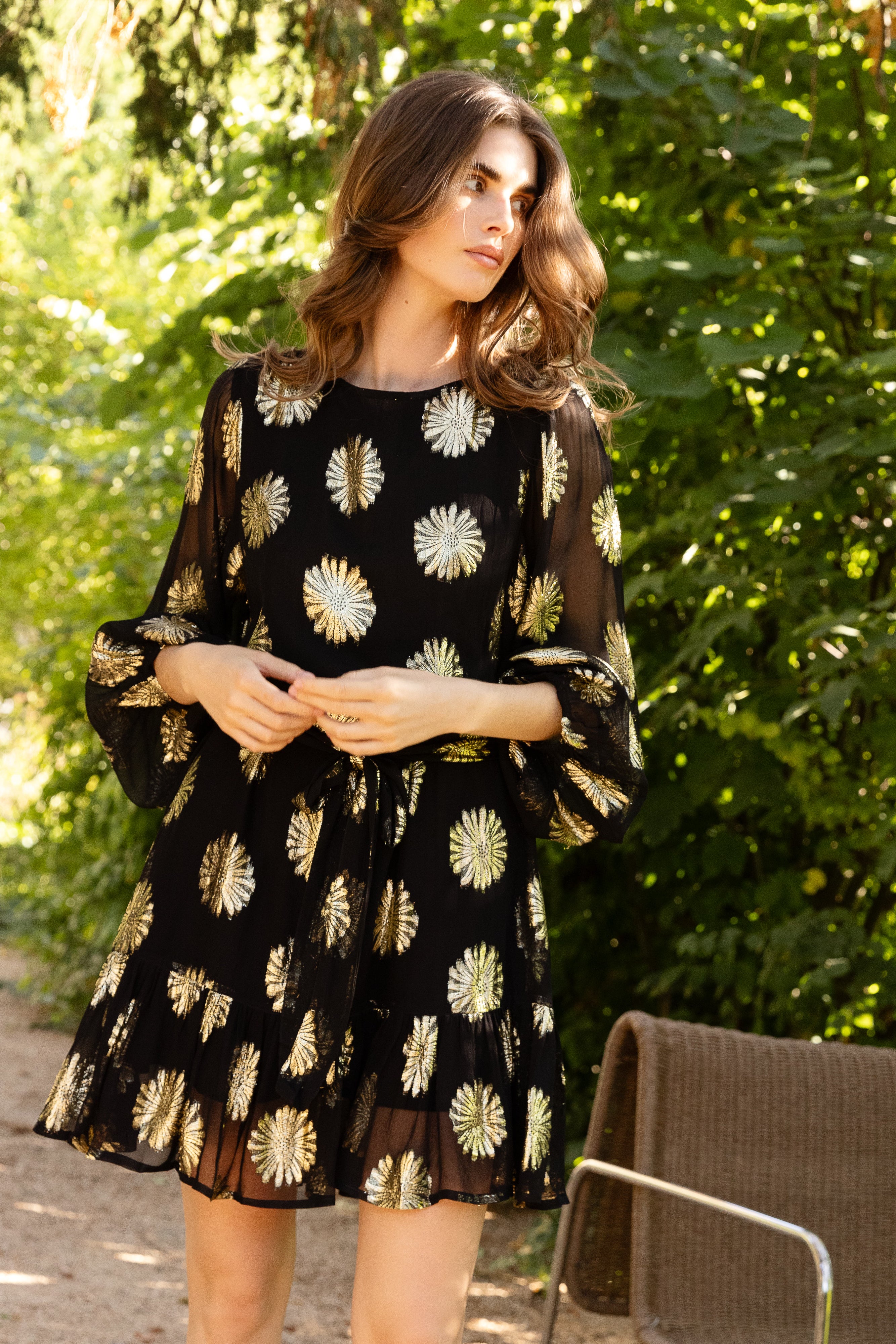 Flirty Short Dress- Peony Black