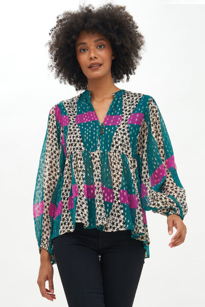 Mandarin Balloon Top- Tarot Teal – OLIPHANTDESIGN