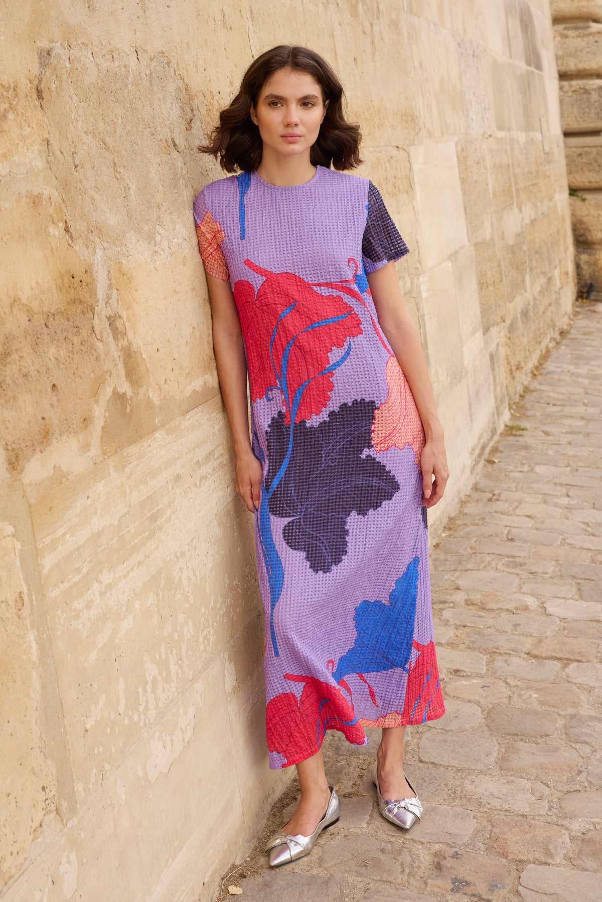Short Sleeve Shift Maxi- Hague Lavender