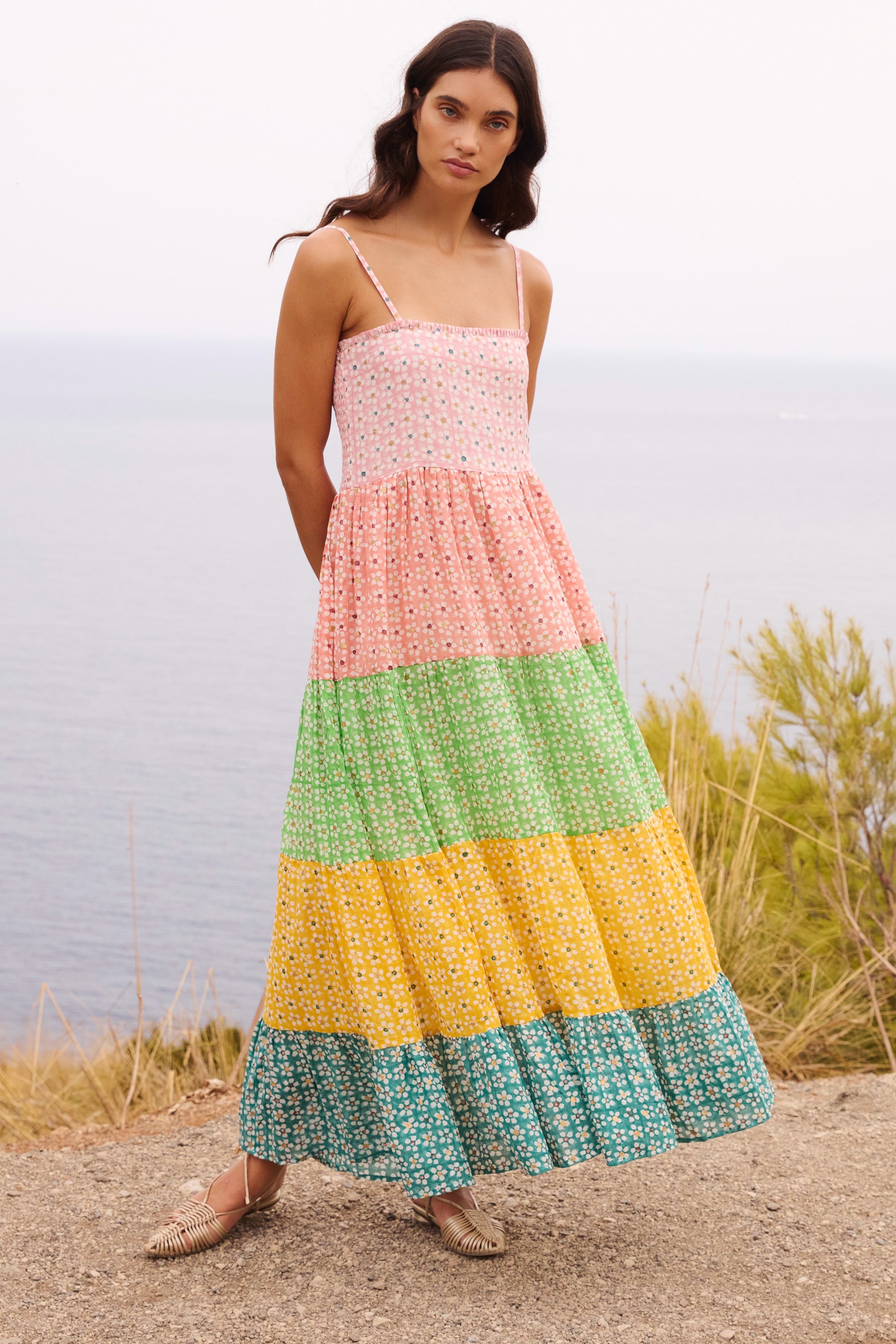 Smocked Back Maxi- Aster Pink