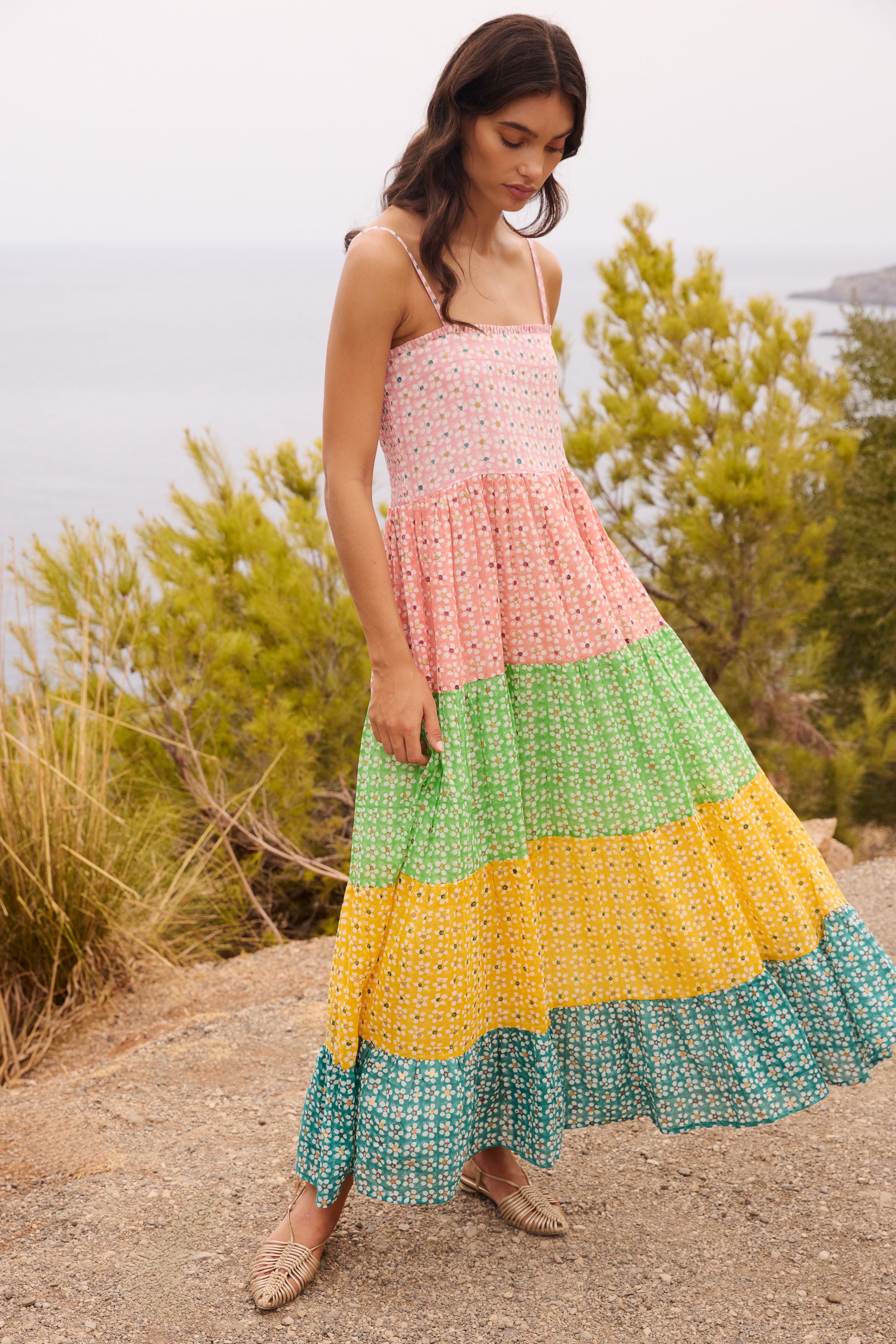 Smocked Back Maxi- Aster Pink