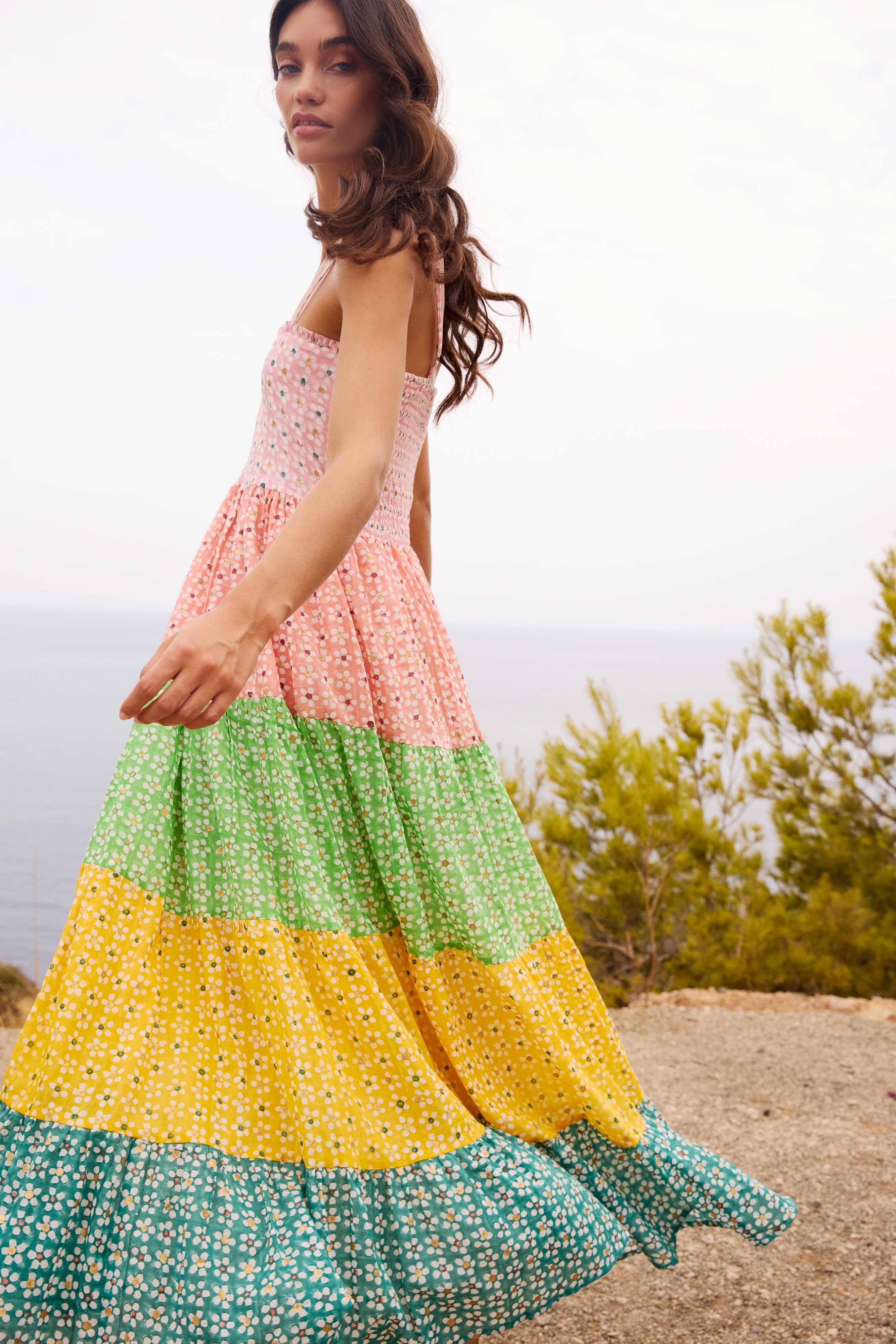 Smocked Back Maxi- Aster Pink