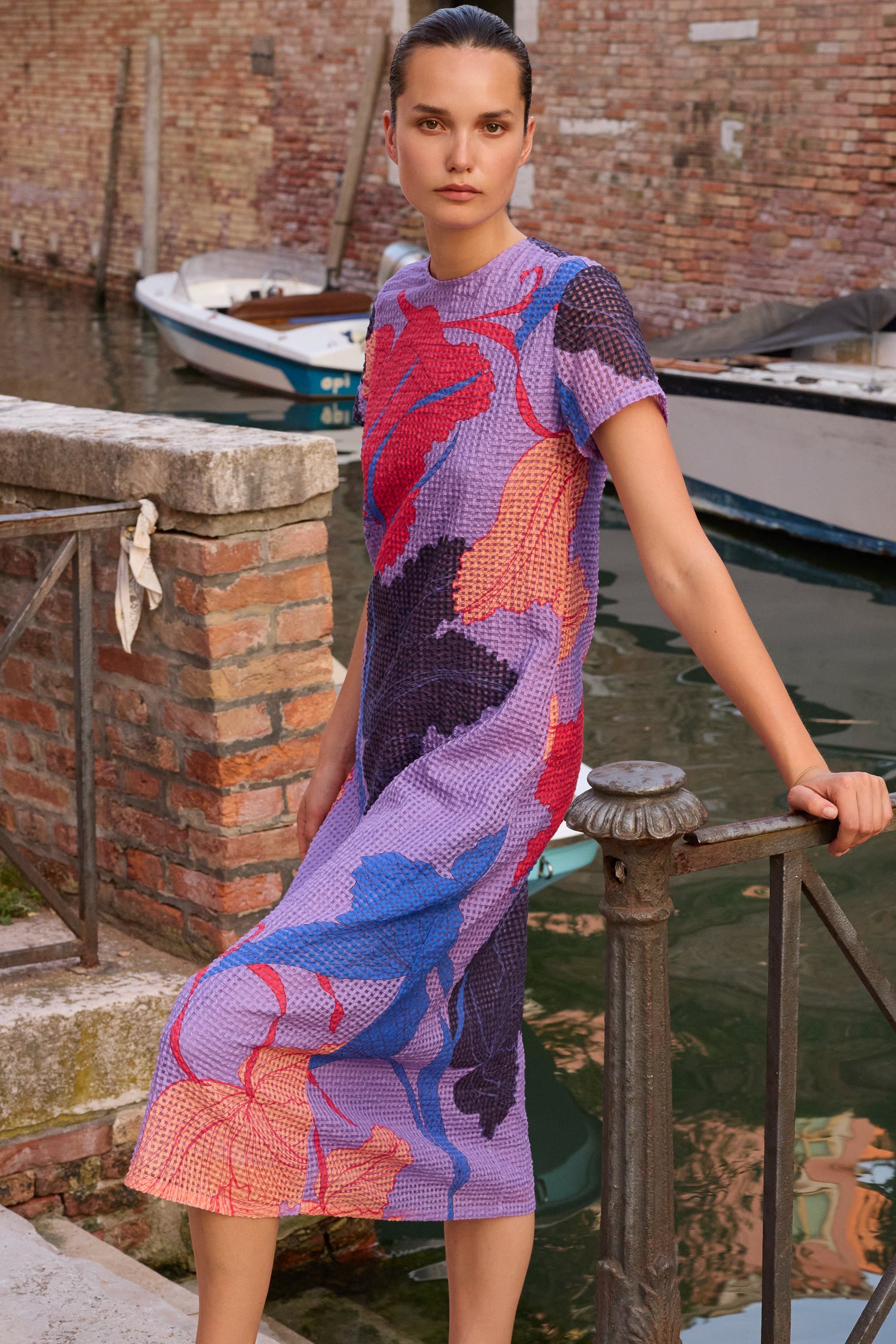 Short Sleeve Shift Maxi- Hague Lavender