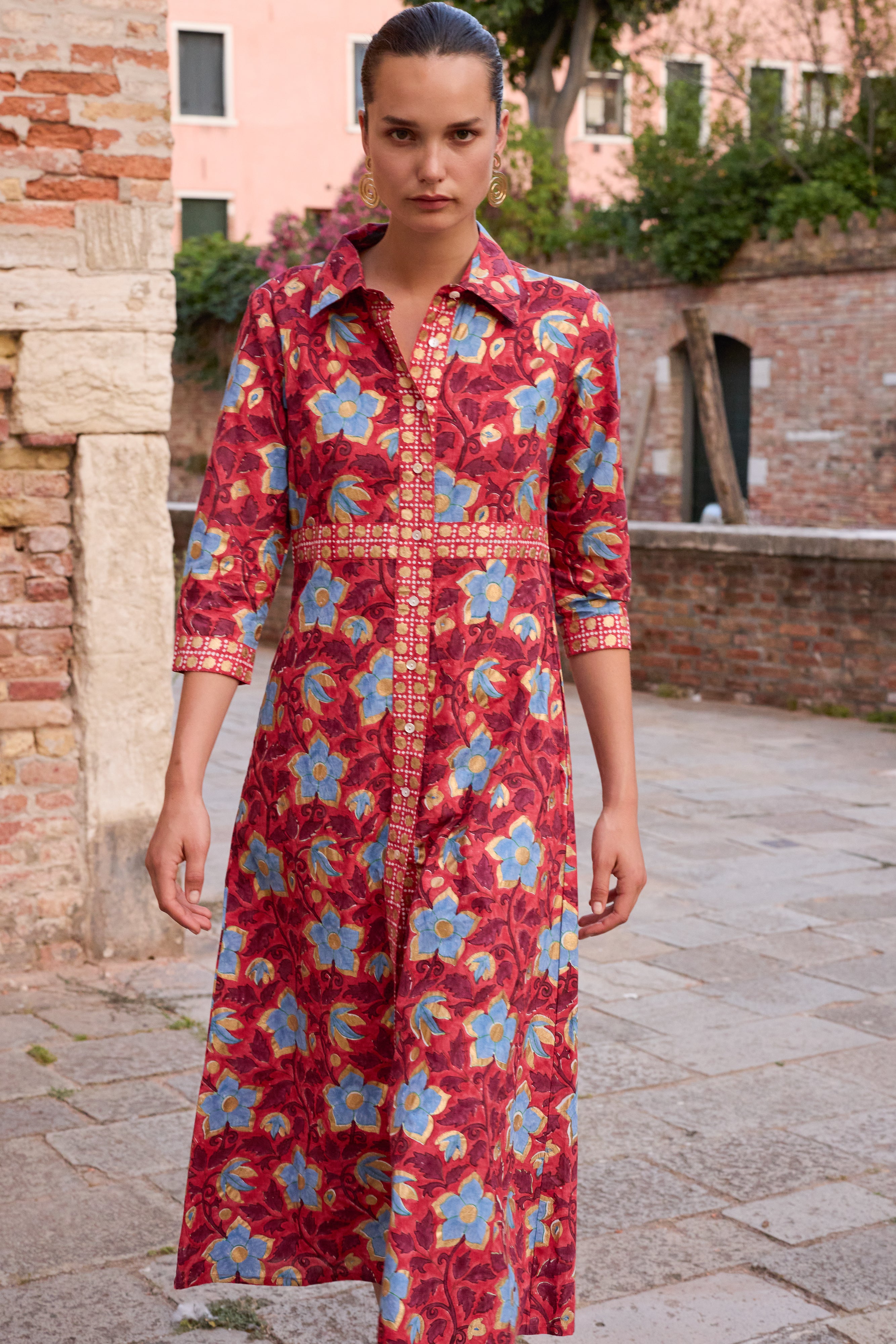 Shirt Dress Maxi- Kildare Red