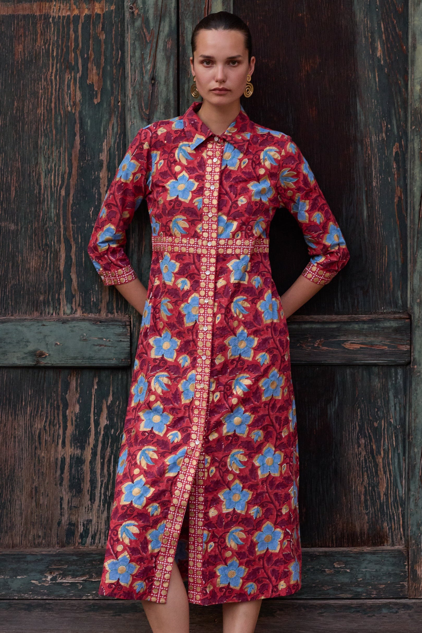 Shirt Dress Maxi- Kildare Red
