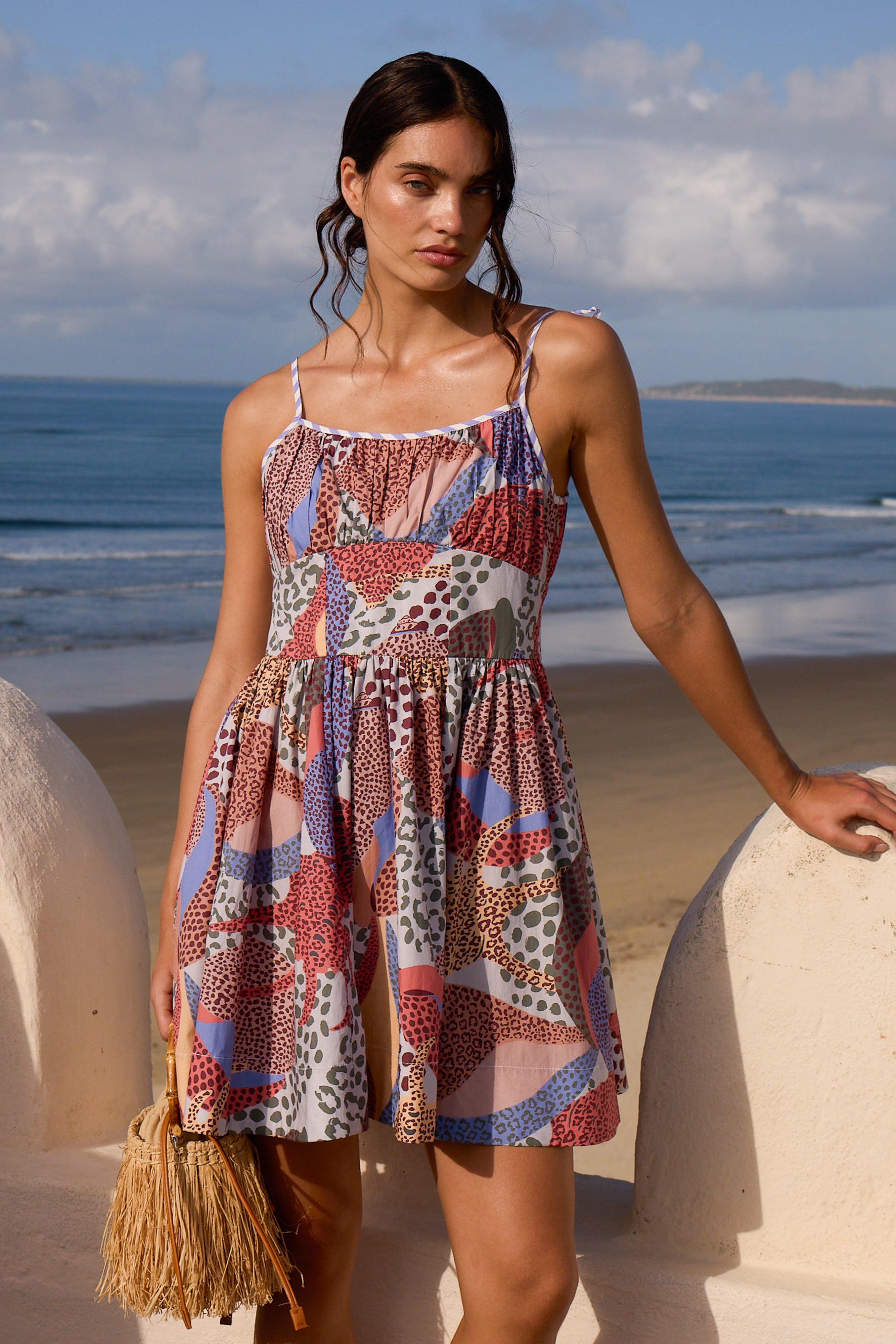 Scarlett Mini Dress- Nautilus Coral