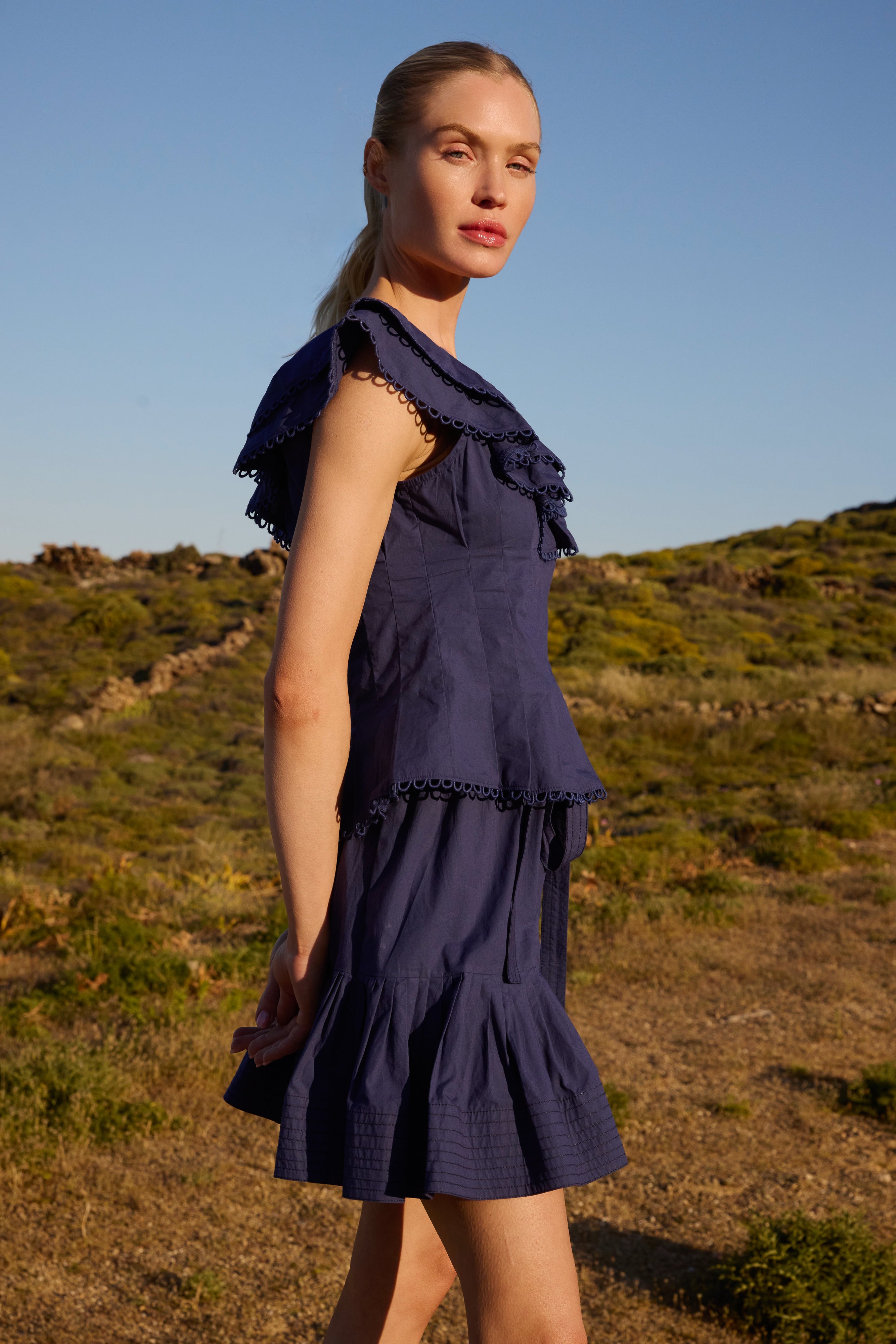Ginny Mini Skirt- Tisbury Navy