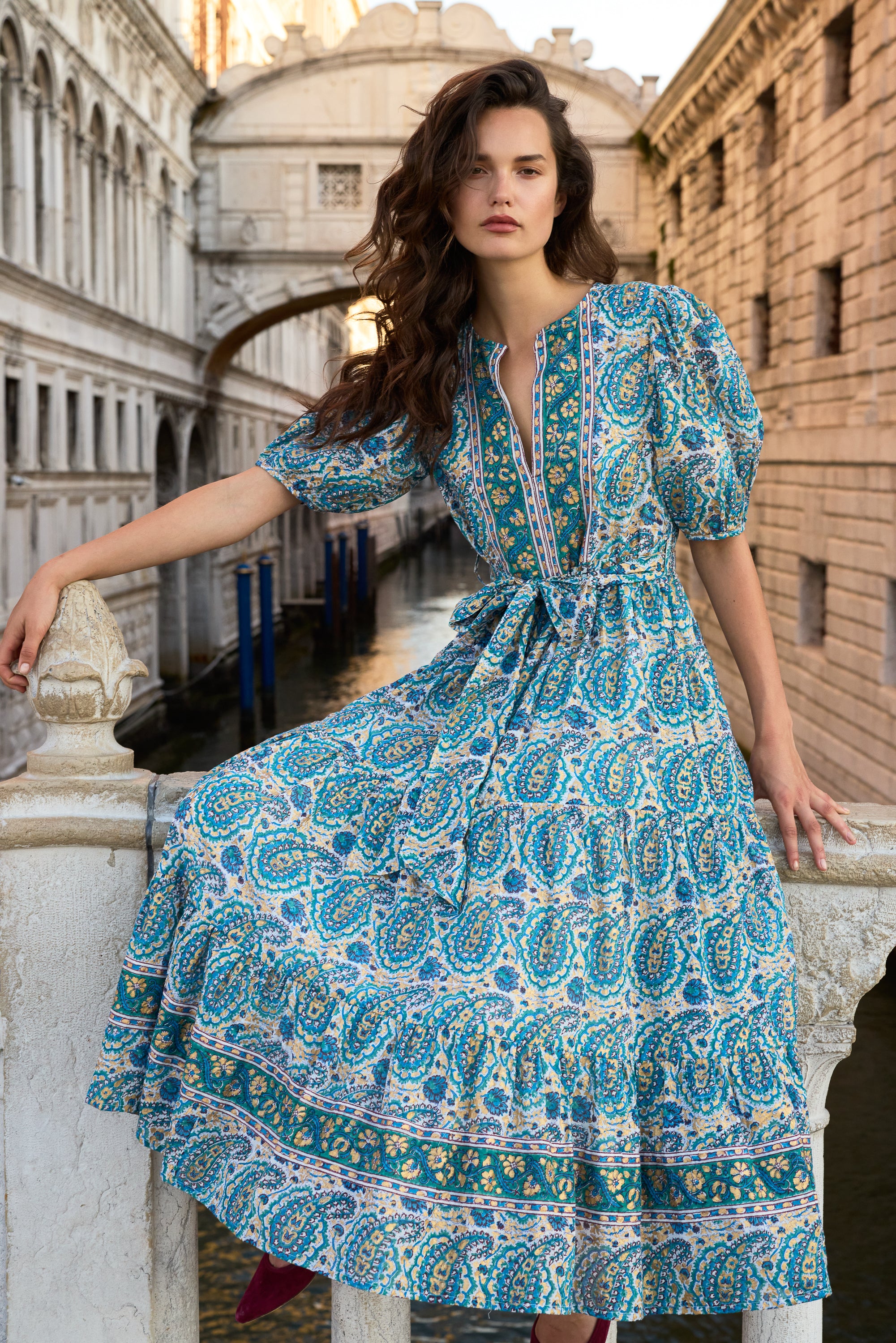 Puff Sleeve Maxi- Izmir Teal