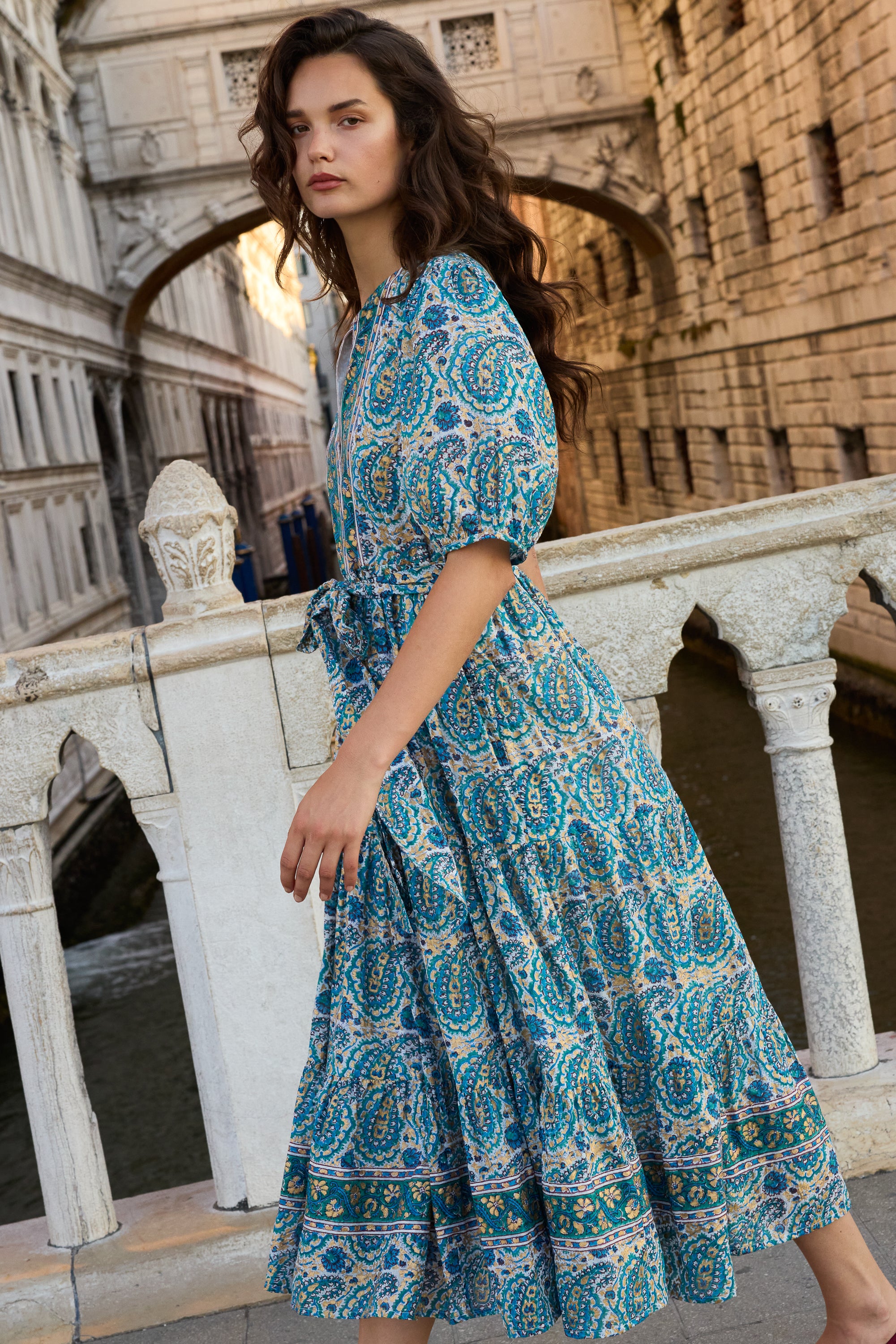 Puff Sleeve Maxi- Izmir Teal
