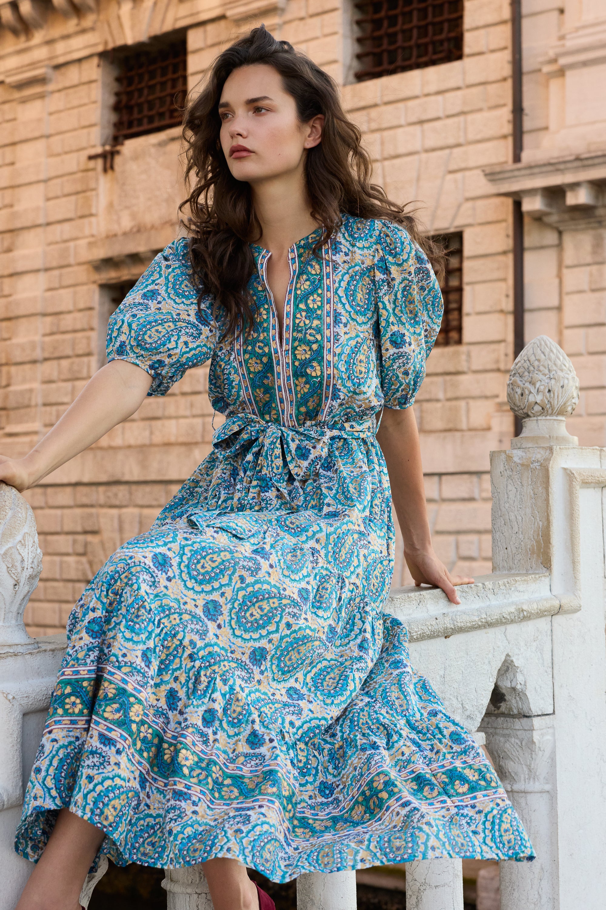 Puff Sleeve Maxi- Izmir Teal
