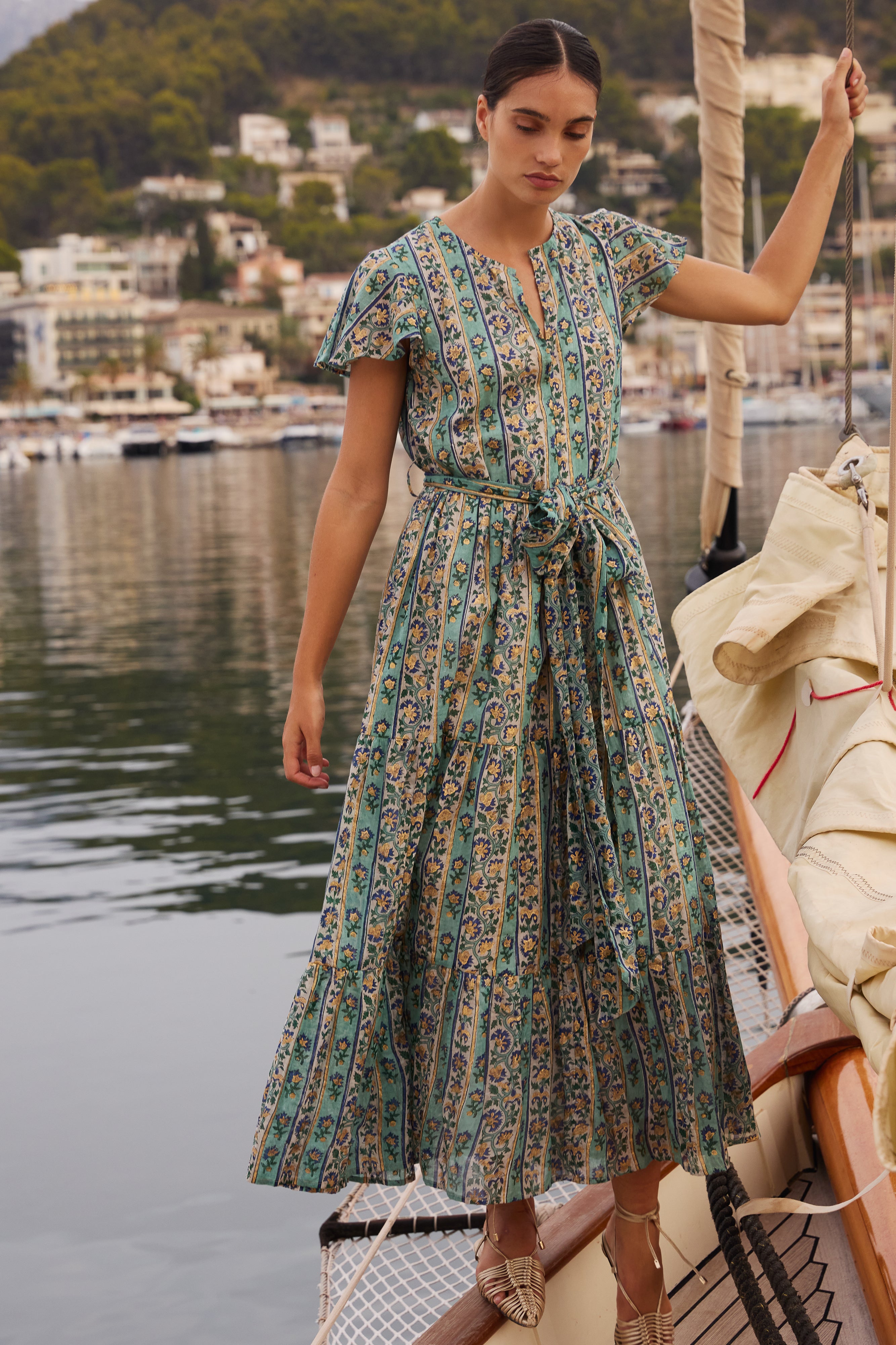 V-Neck Maxi- Taj Aqua