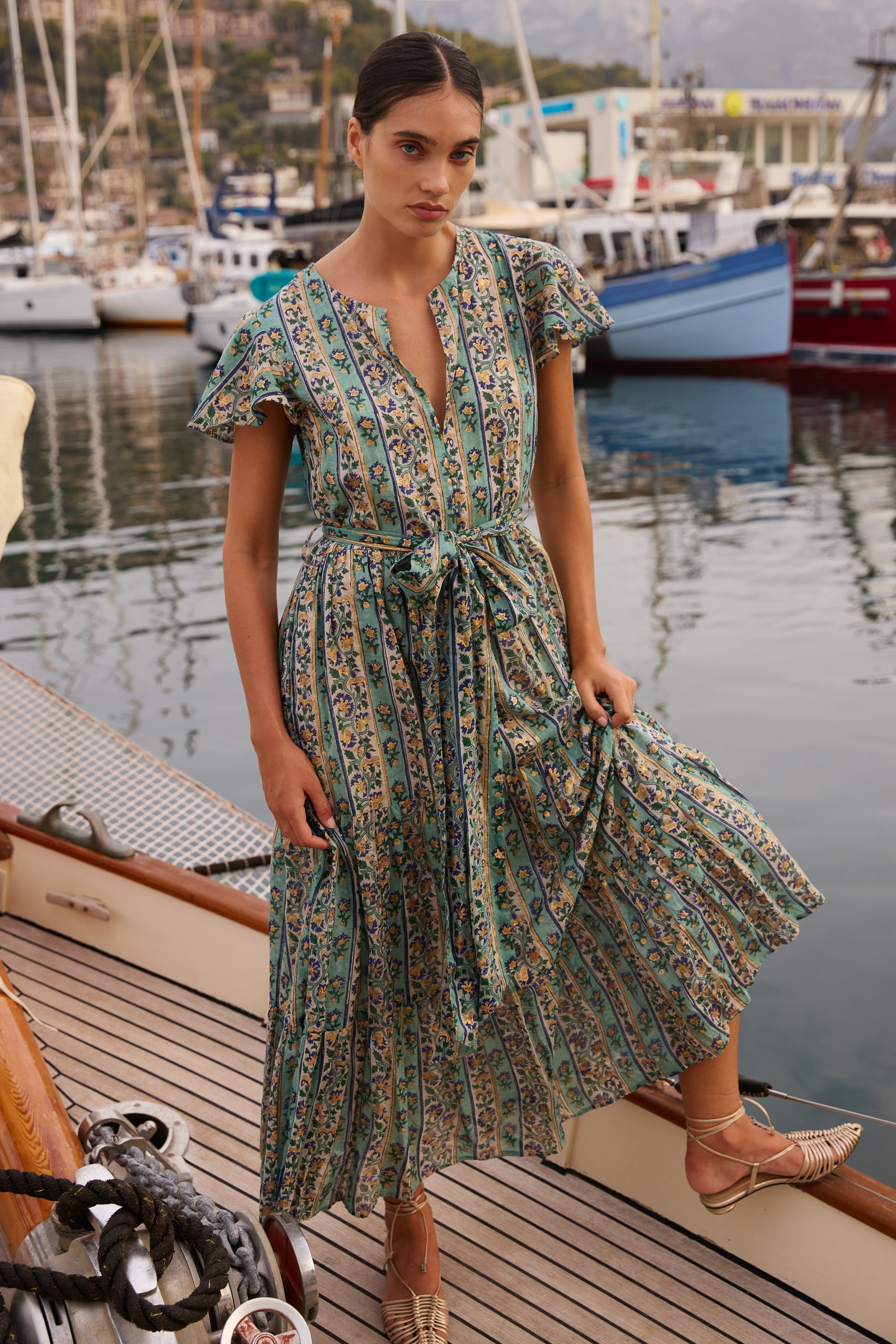 V-Neck Maxi- Taj Aqua