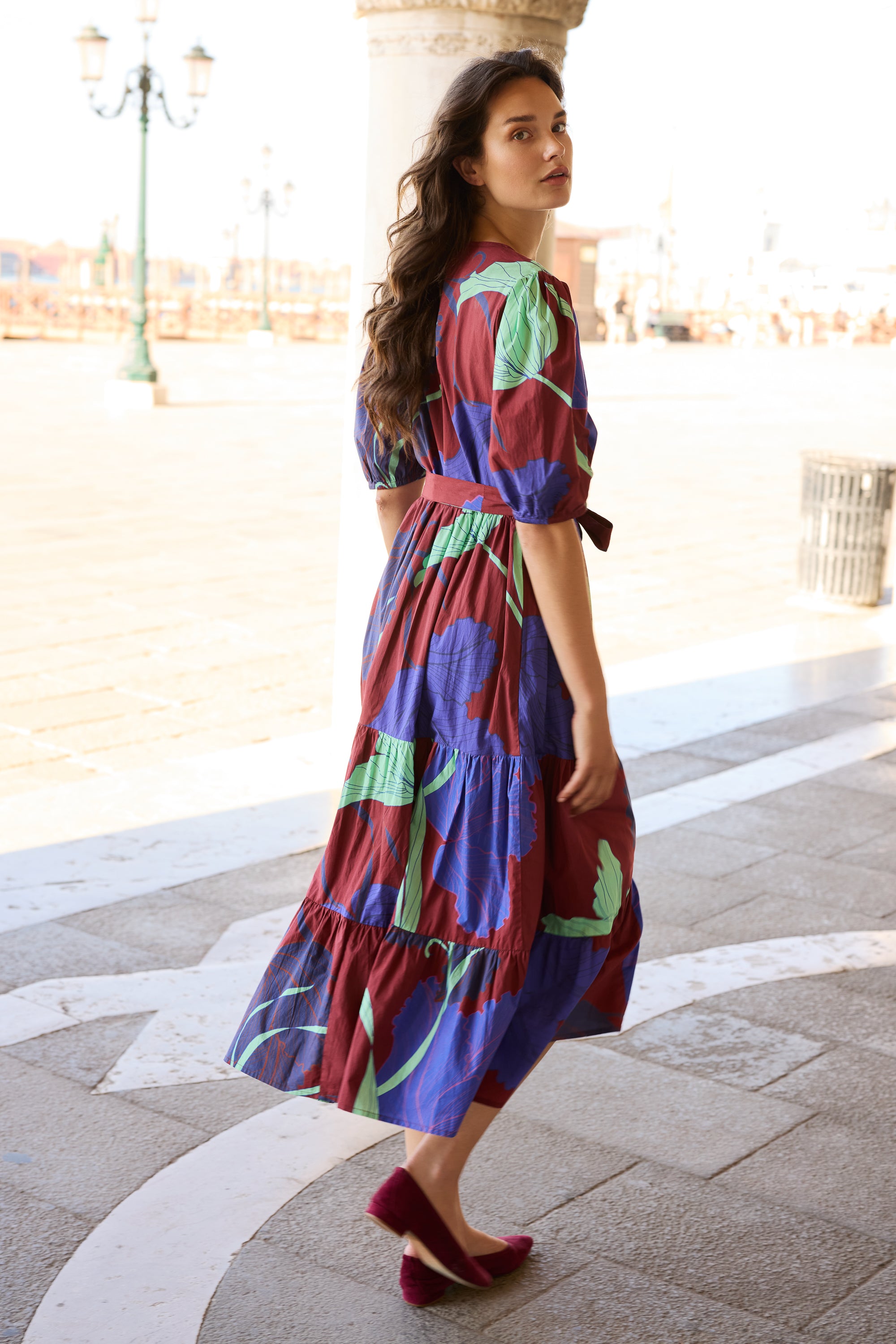 Puff Sleeve Maxi- Hague Cobalt