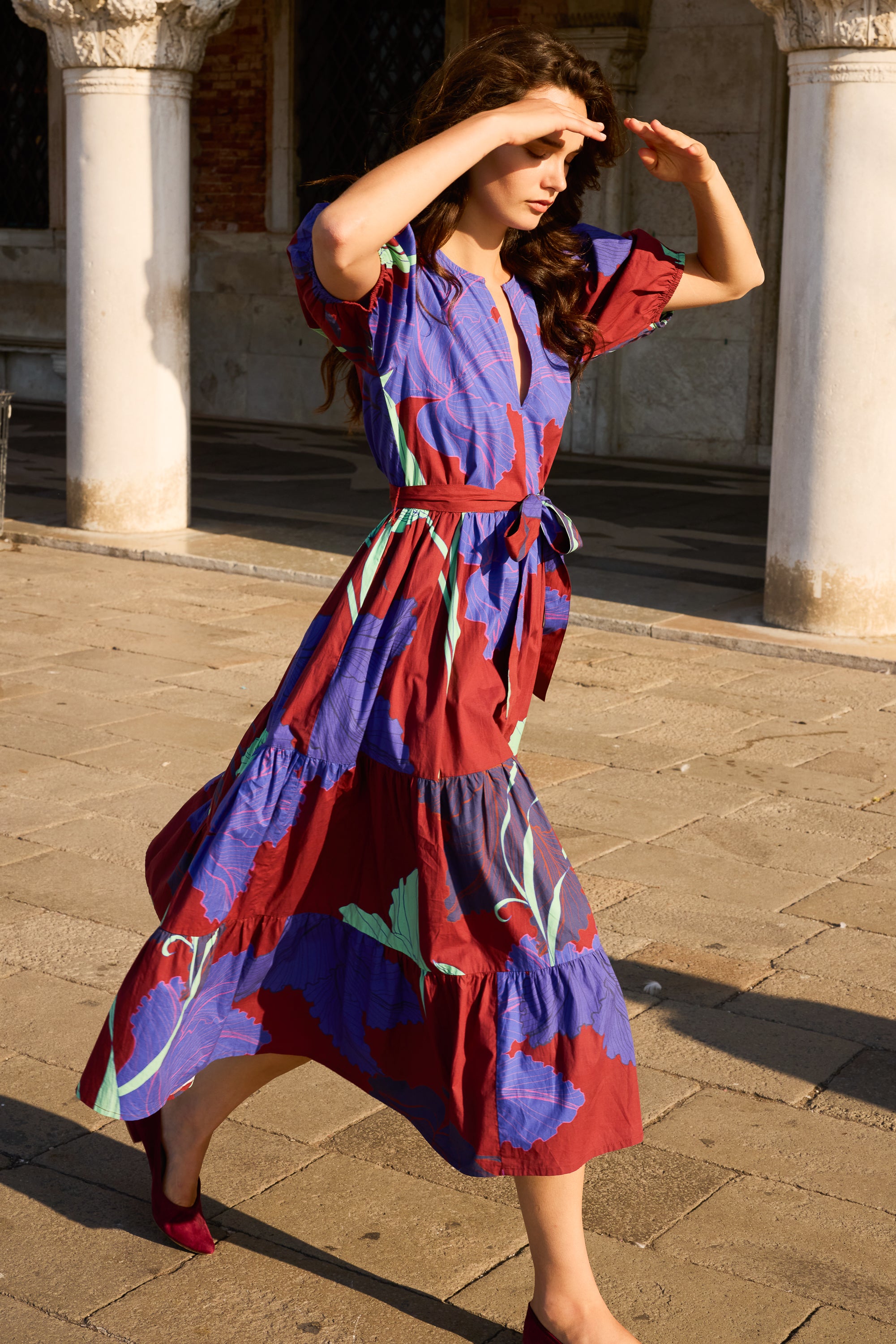 Puff Sleeve Maxi- Hague Cobalt
