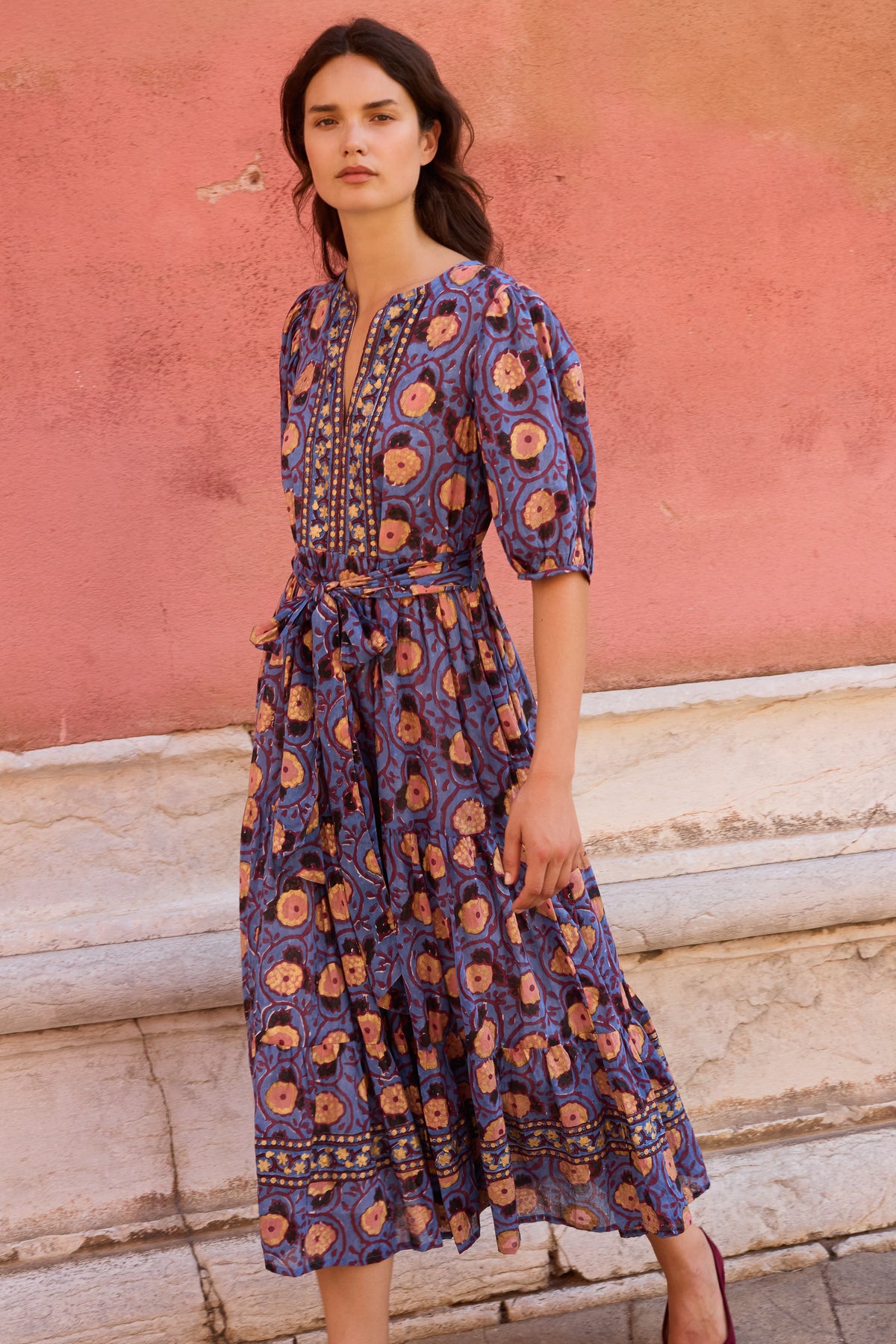 Puff Sleeve Maxi- Verona Blue