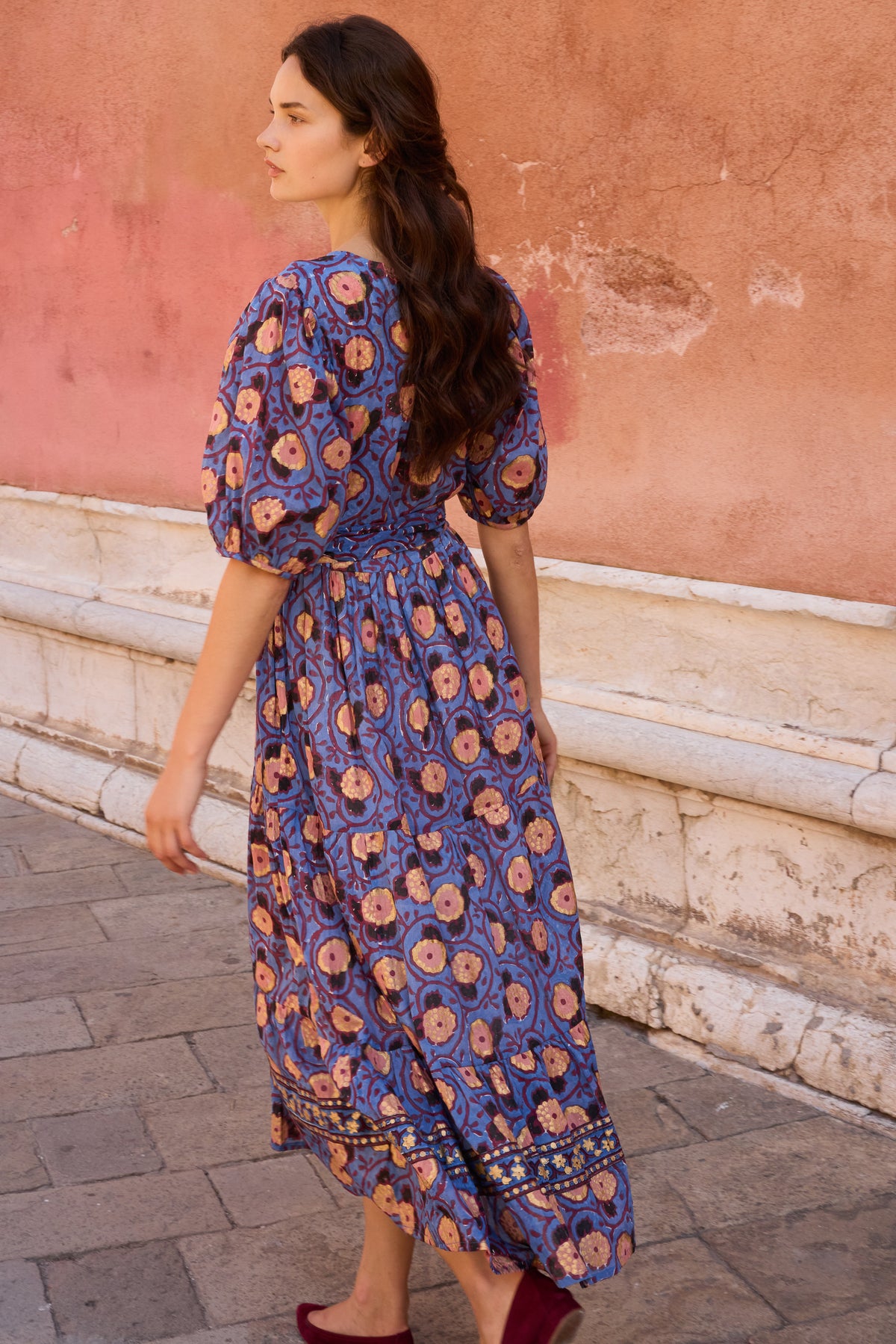 Puff Sleeve Maxi- Verona Blue
