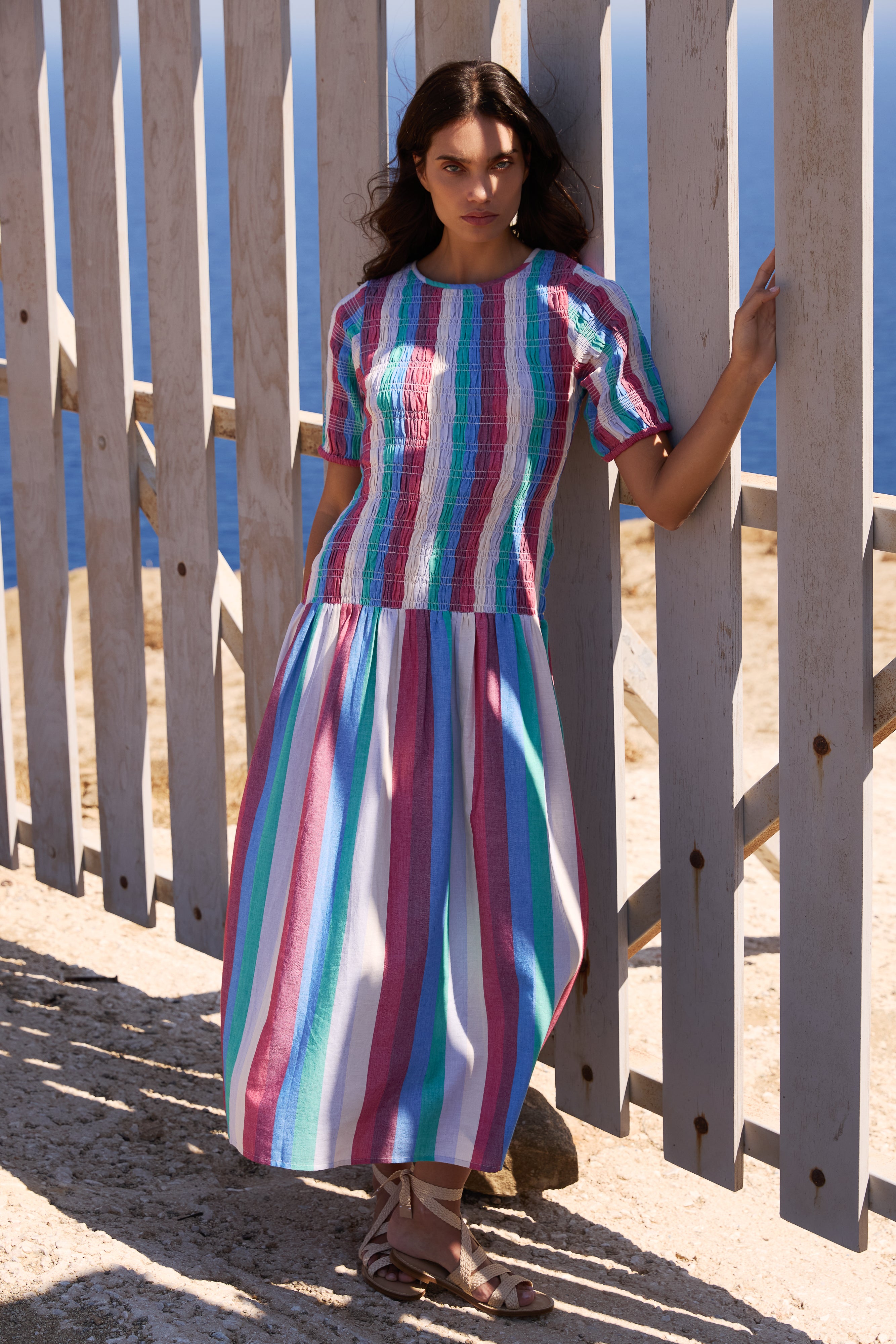 Smocked Drop Waist Maxi- Bennett Multi