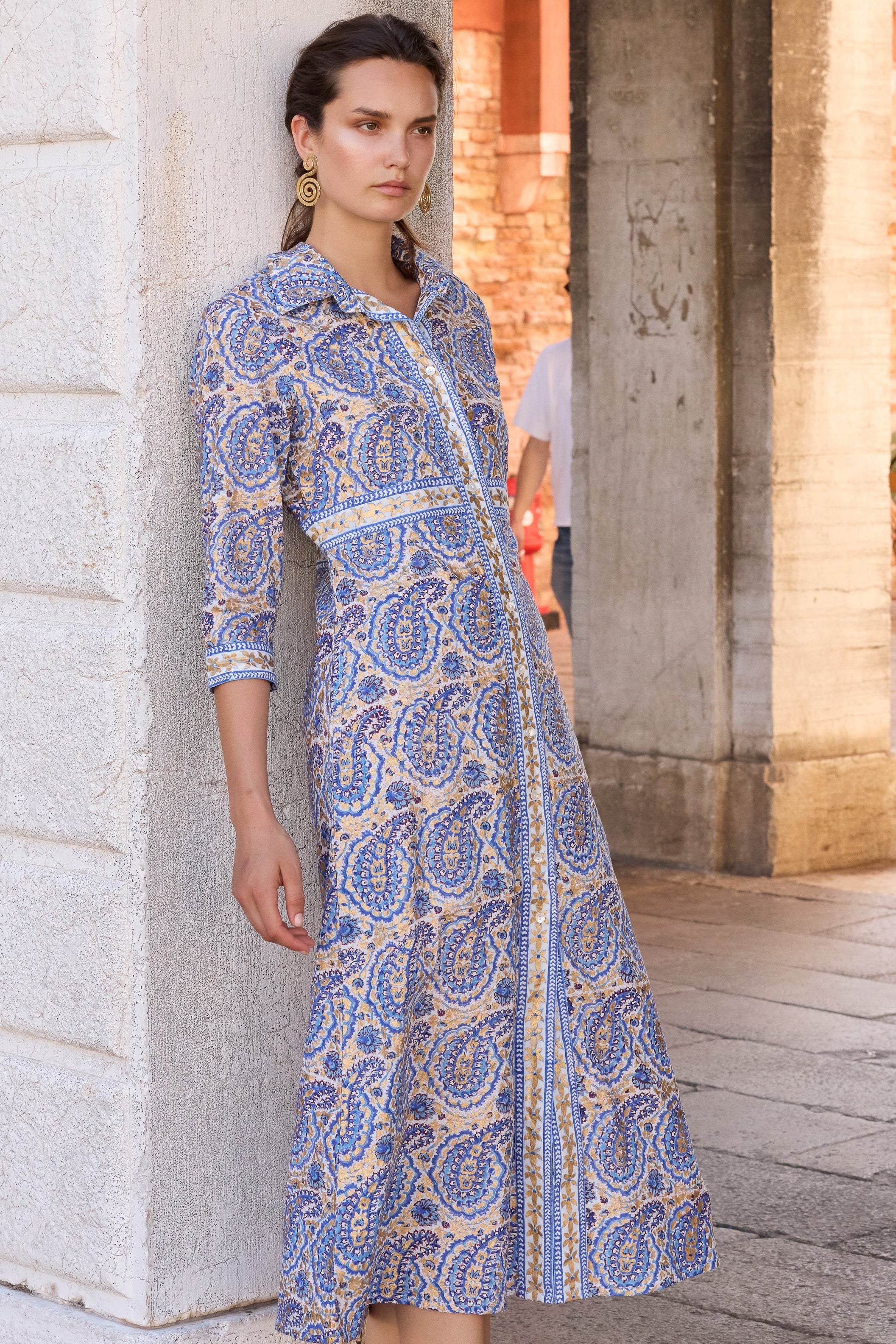 Shirt Dress Maxi- Izmir Blue