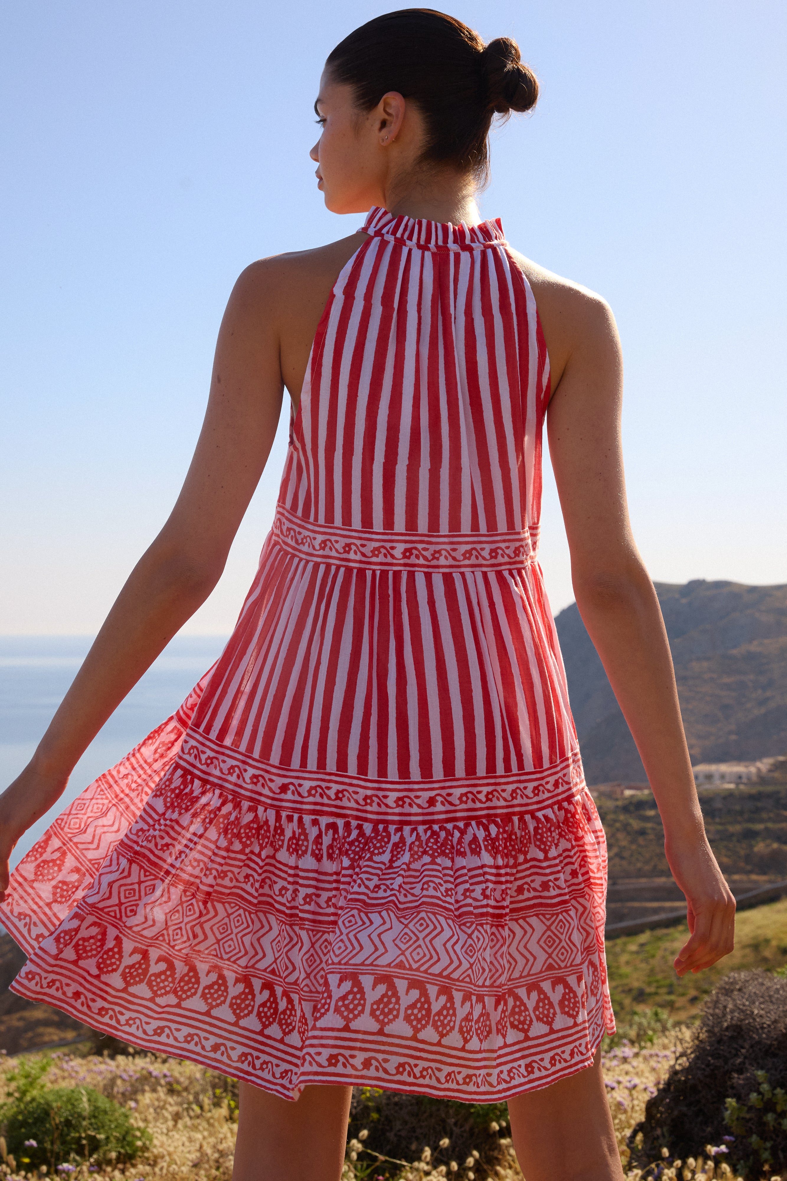 Sleeveless Tiered Short- Santorini Red