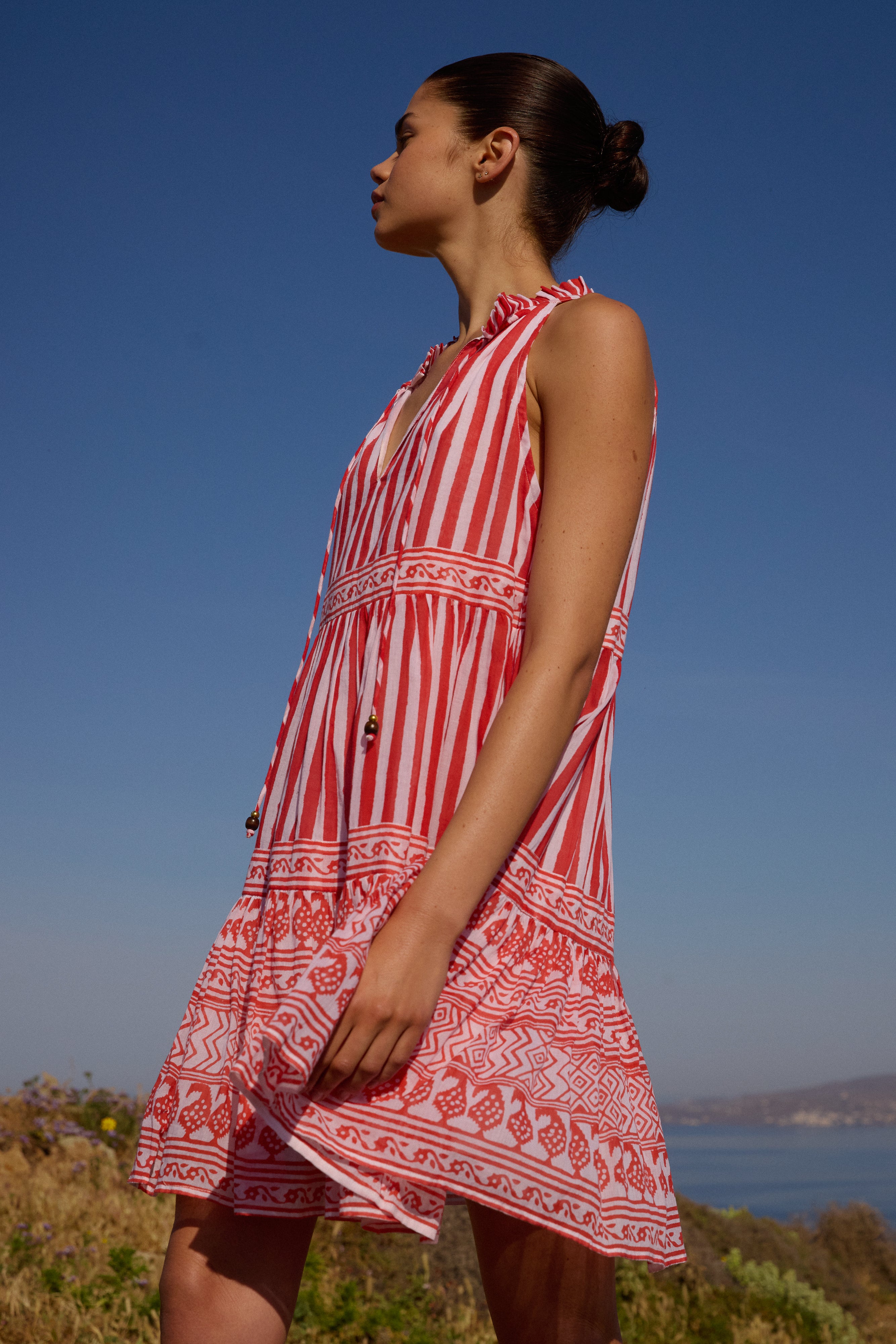 Sleeveless Tiered Short- Santorini Red