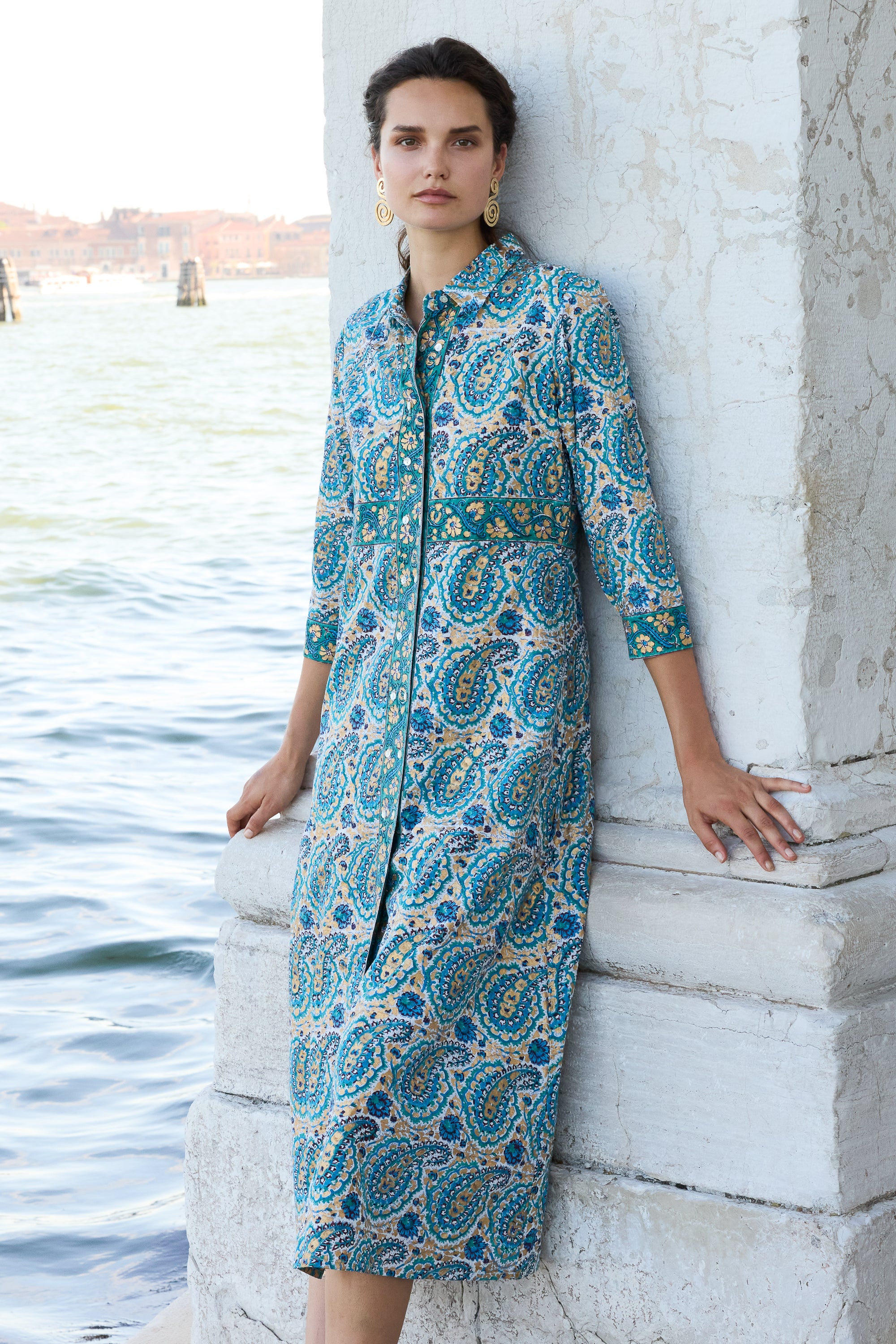 Shirt Dress Maxi- Izmir Teal