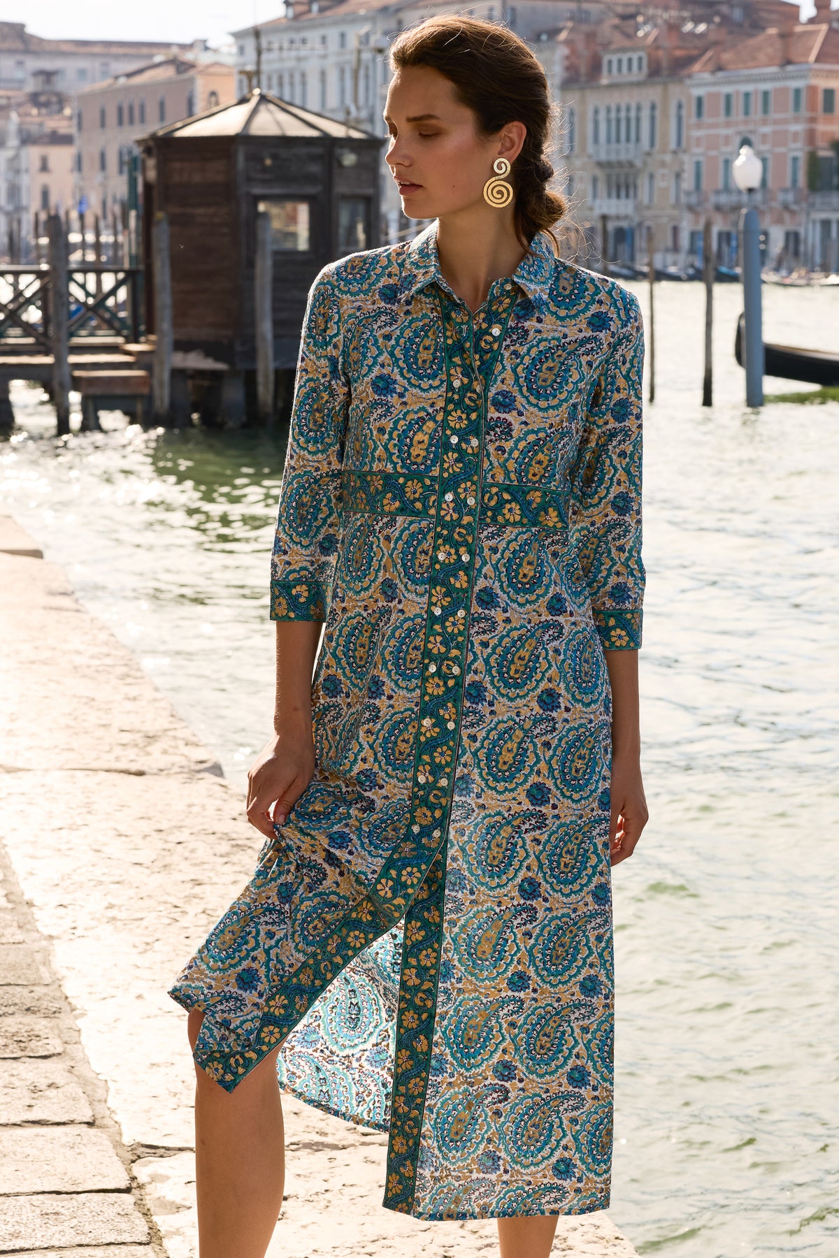 Shirt Dress Maxi- Izmir Teal