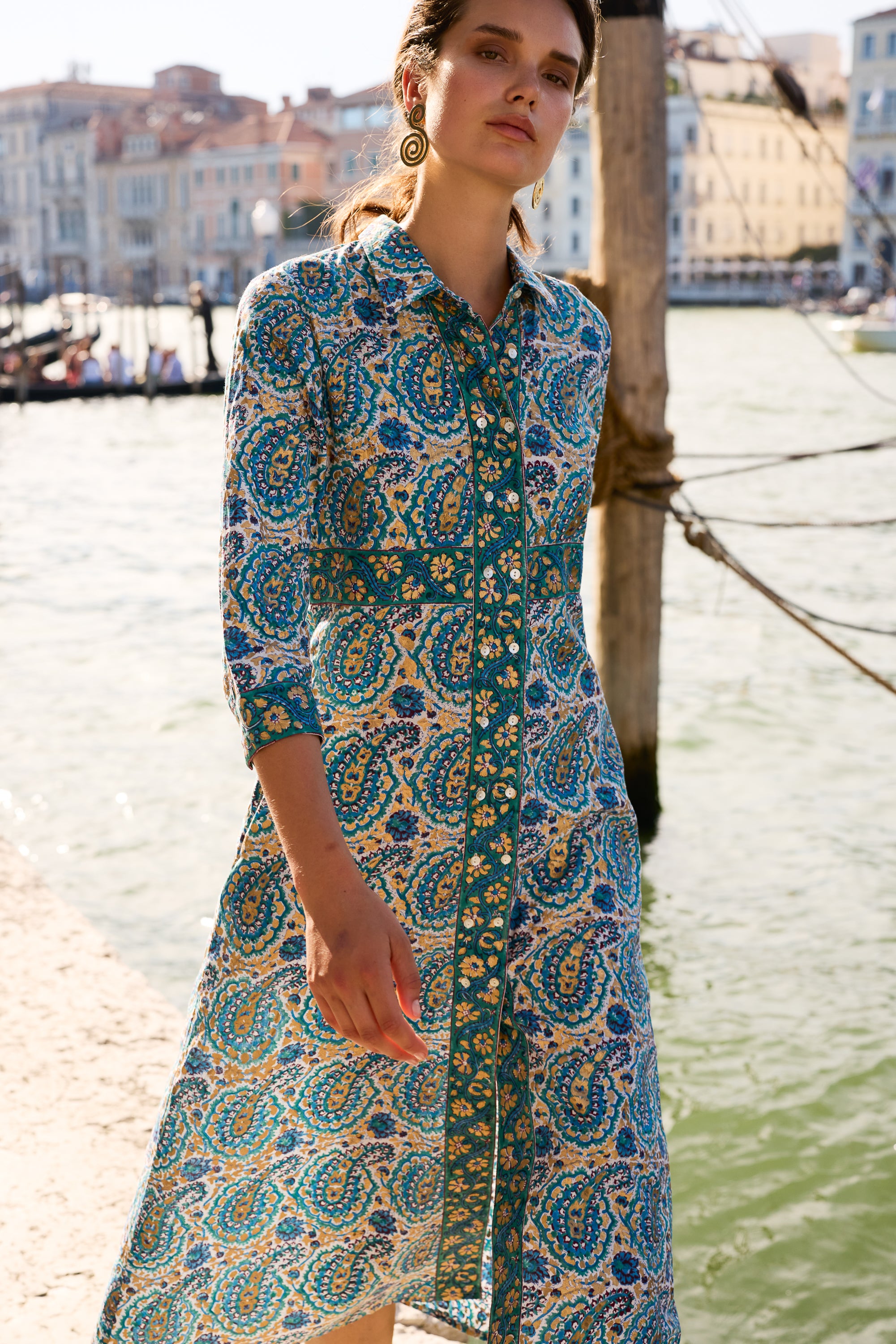 Shirt Dress Maxi- Izmir Teal