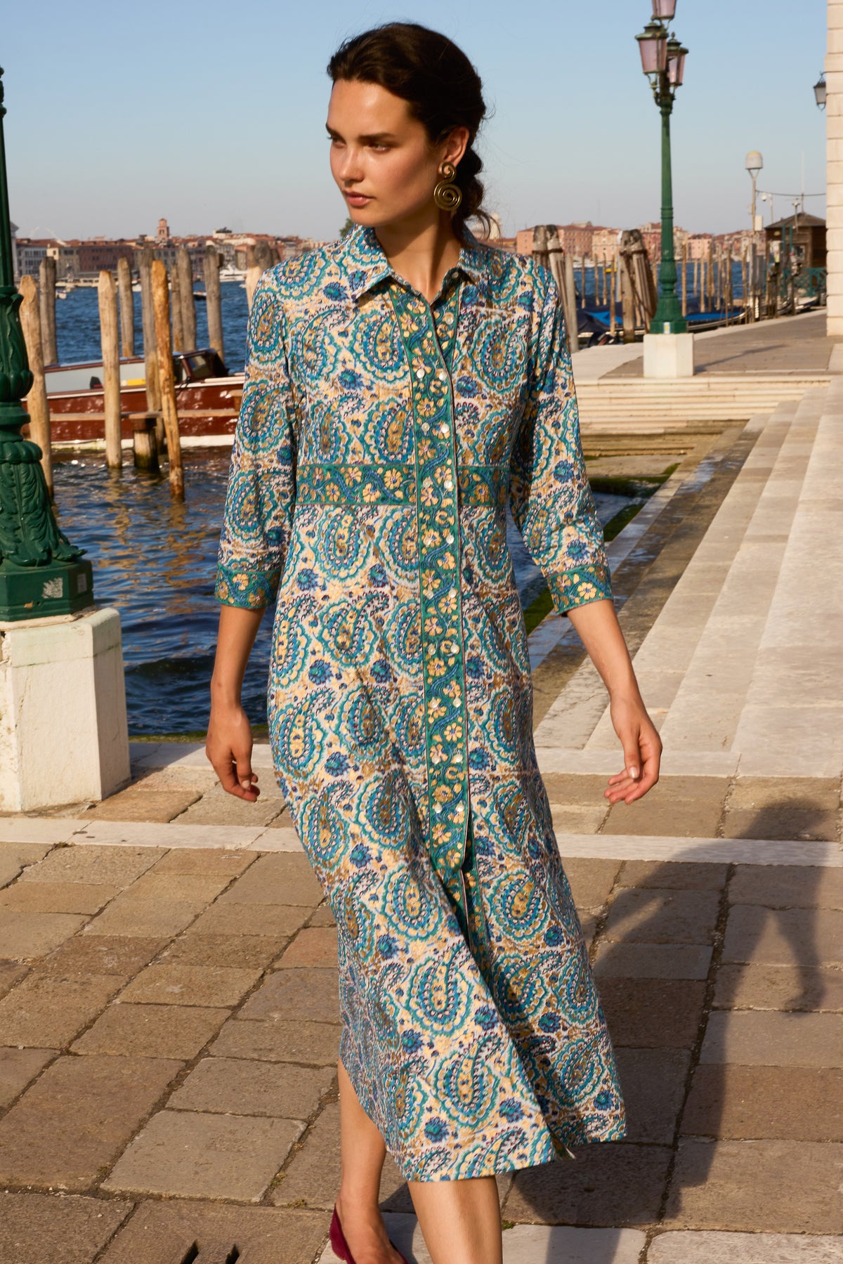 Shirt Dress Maxi- Izmir Teal