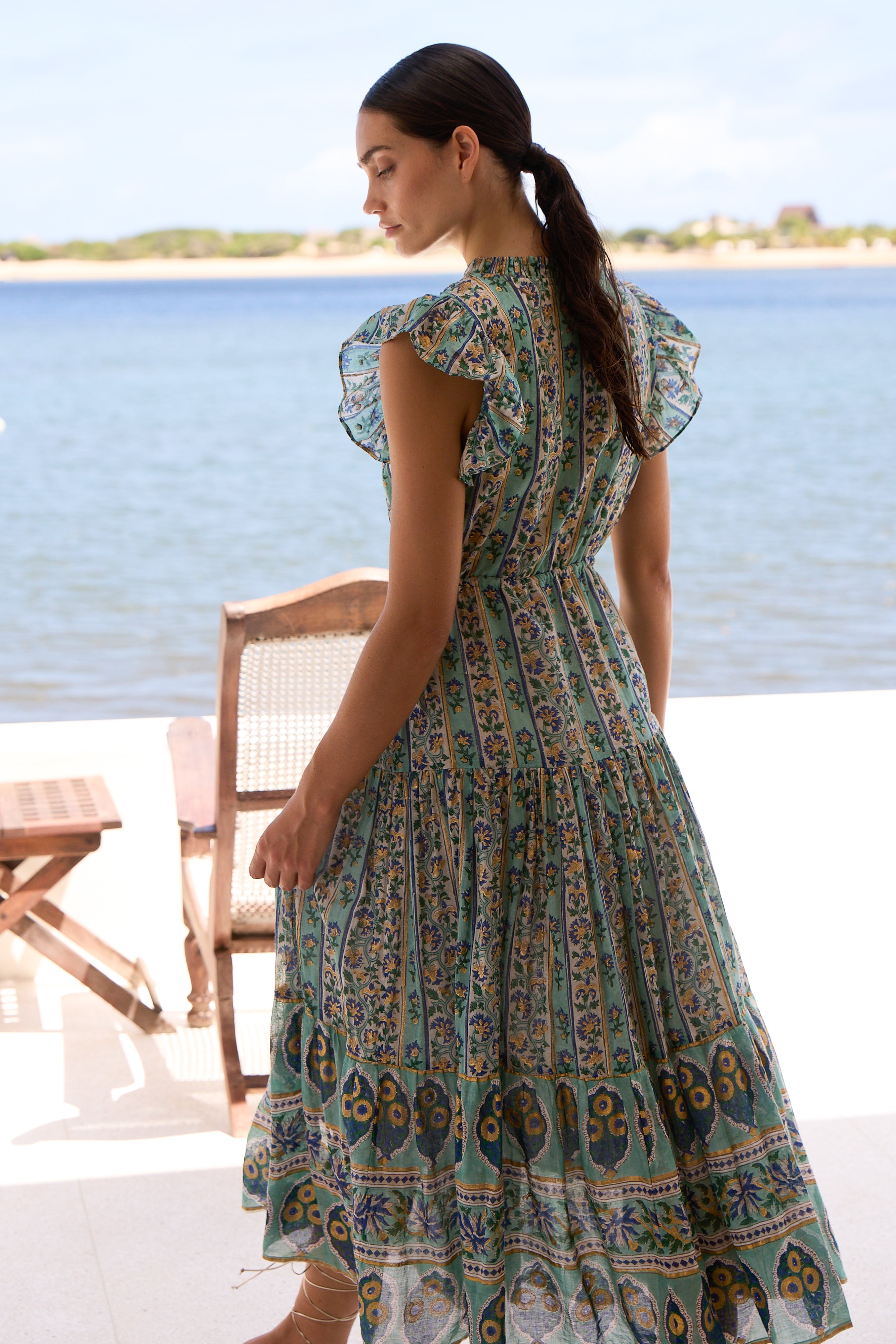 Cinched Flirty Midi- Taj Aqua