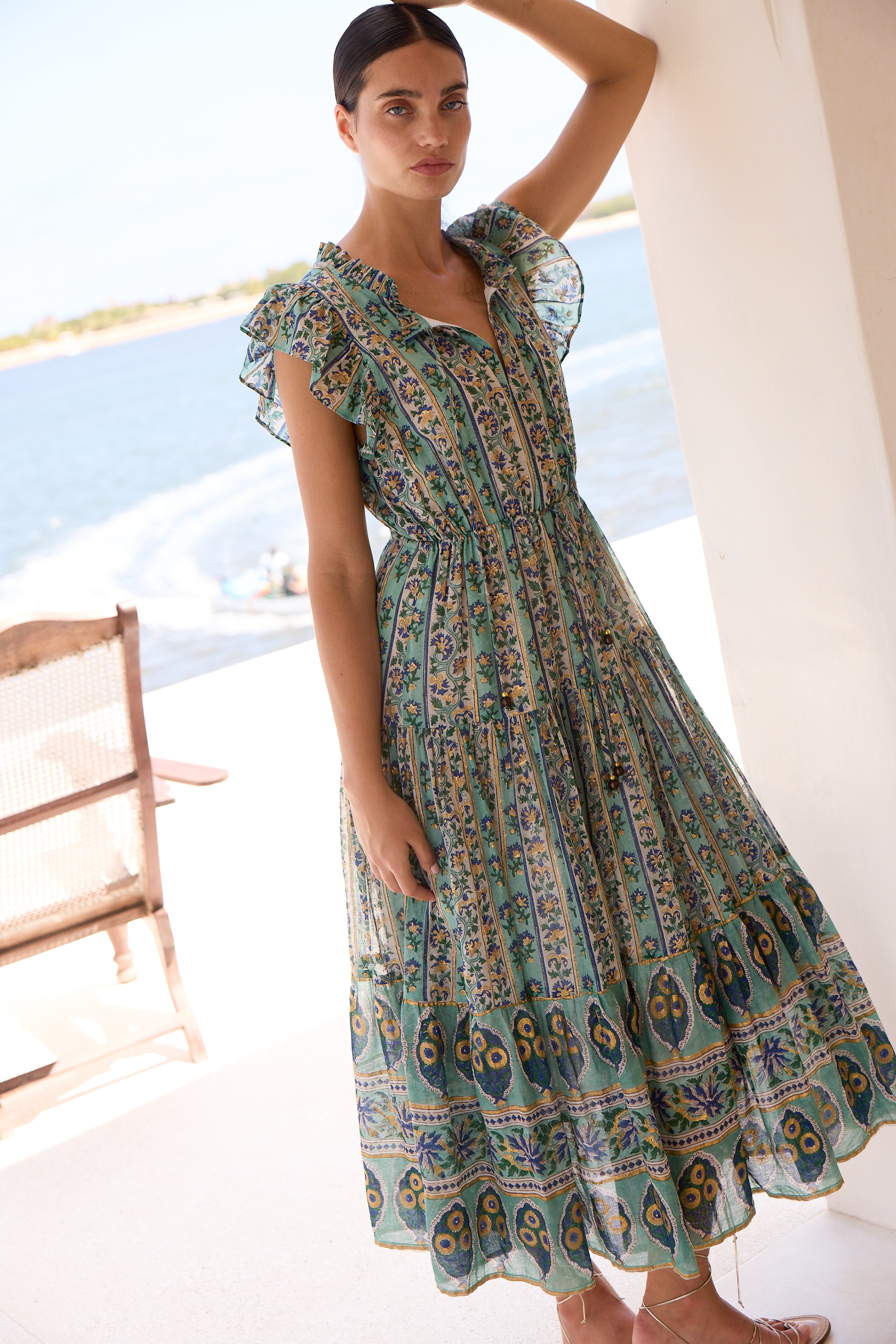 Cinched Flirty Midi- Taj Aqua