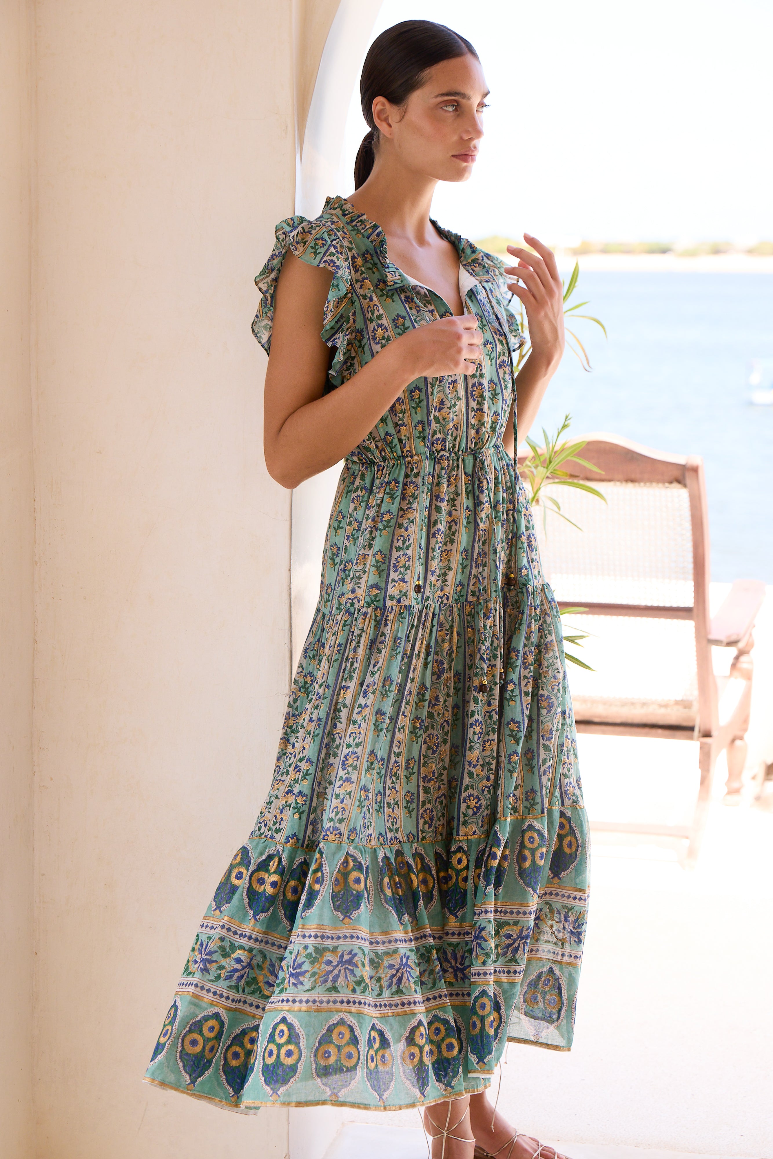 Cinched Flirty Midi- Taj Aqua