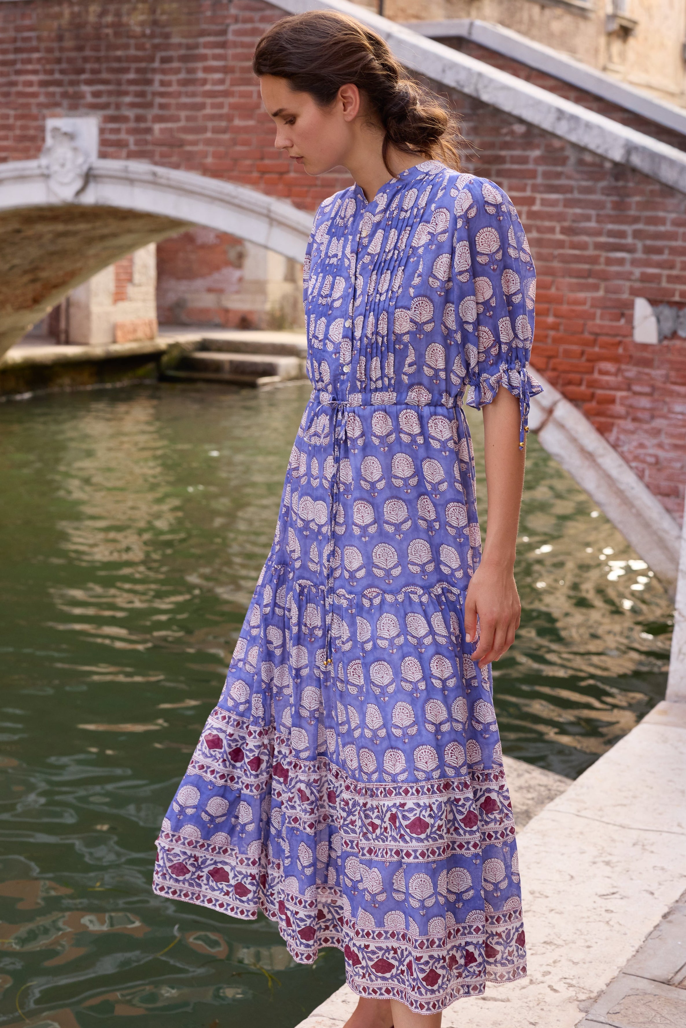 Cinched Pintuck Maxi- Trento Cobalt