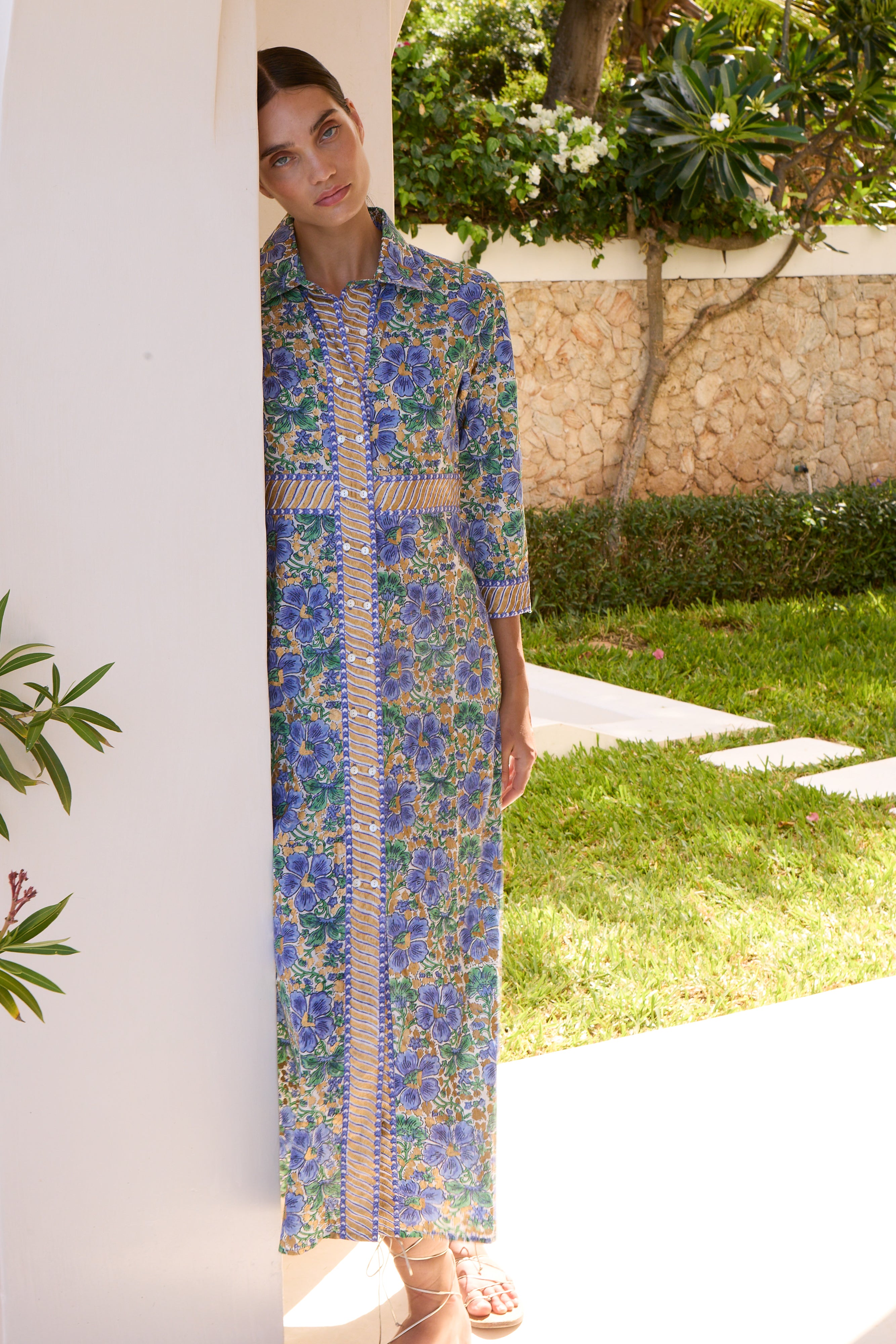 Shirt Dress Maxi- Matera Blue