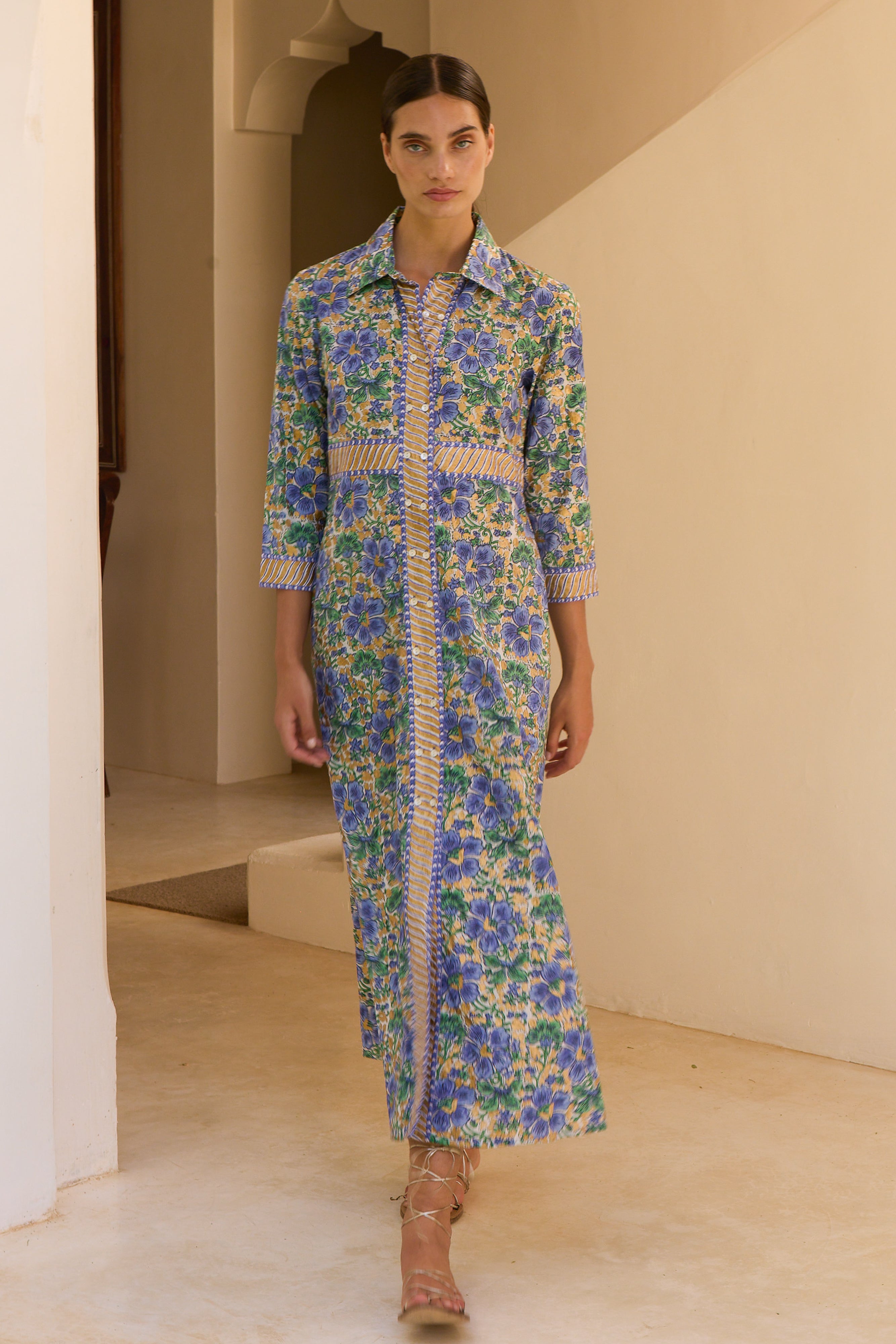 Shirt Dress Maxi- Matera Blue