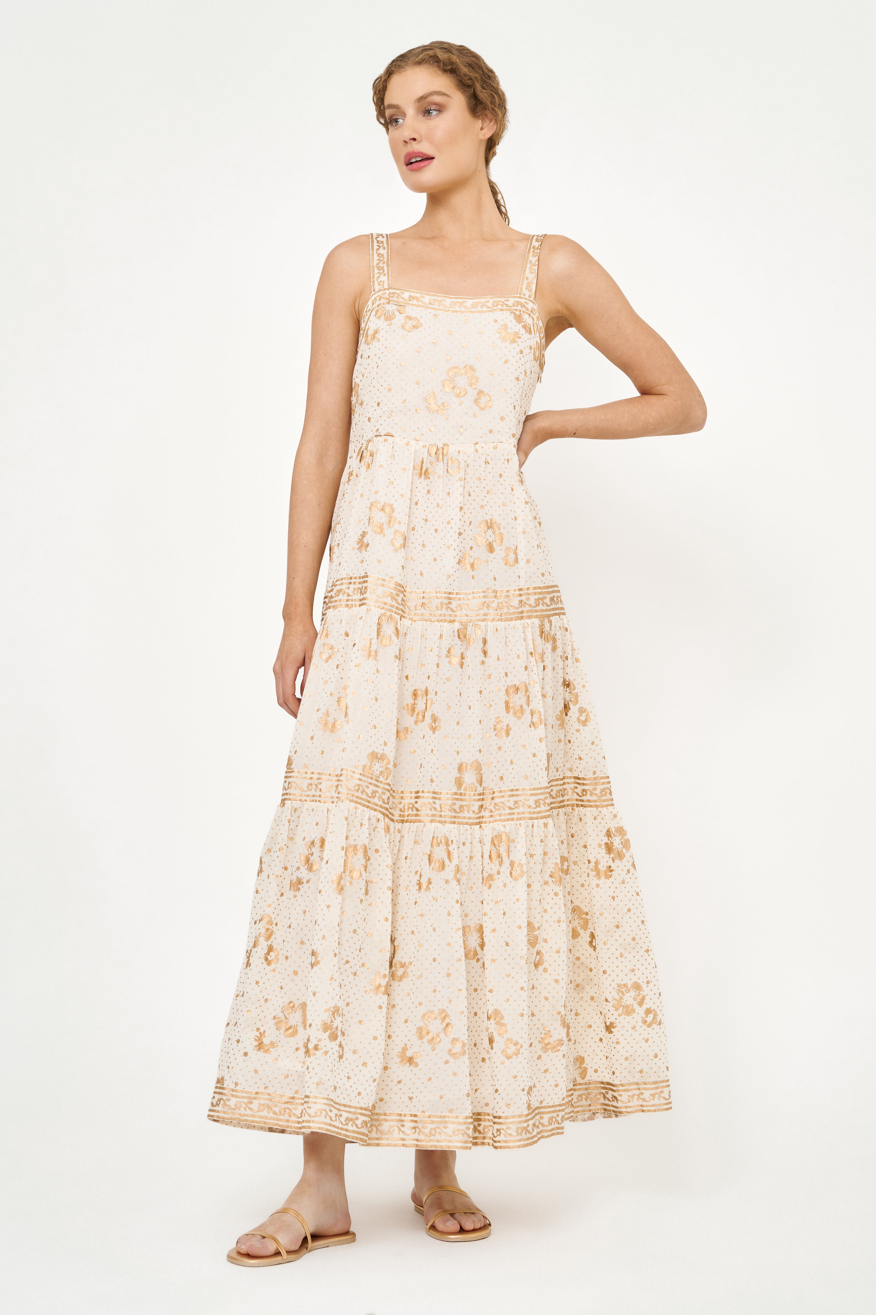 Strappy Maxi- Carlin Cream Gold