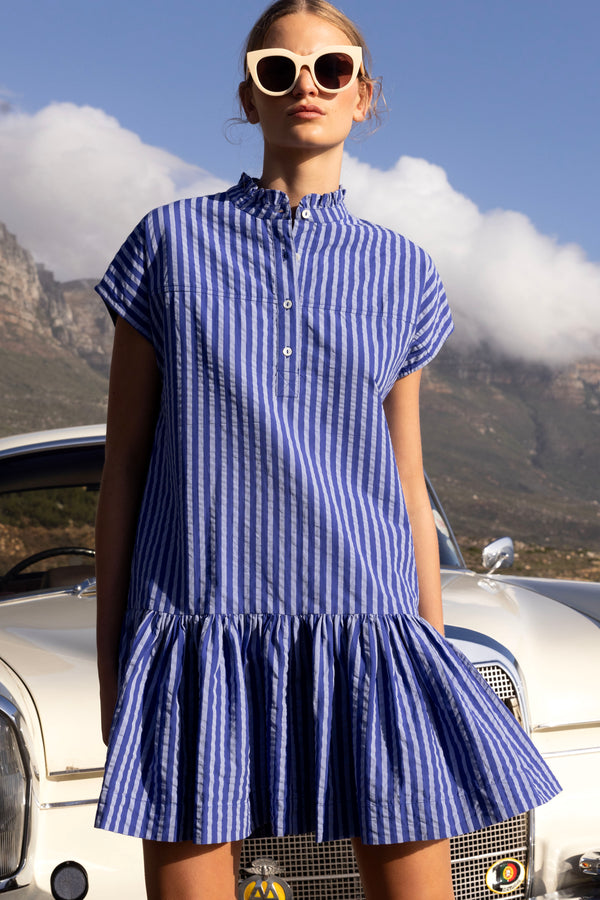 Cap Sleeve Mini- Cabana Cobalt