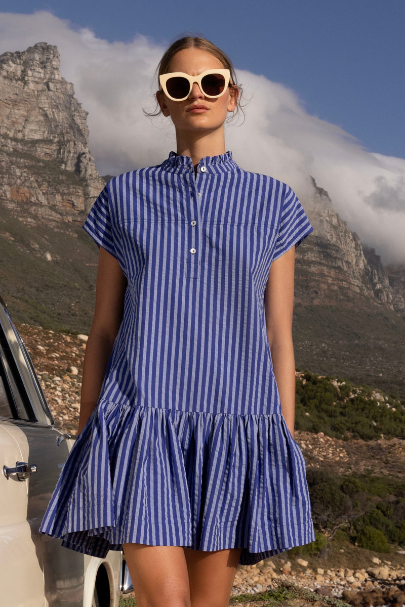 Cap Sleeve Mini- Cabana Cobalt