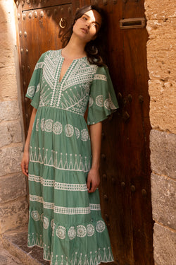 Flirty V-Neck Maxi- Soleil Sage