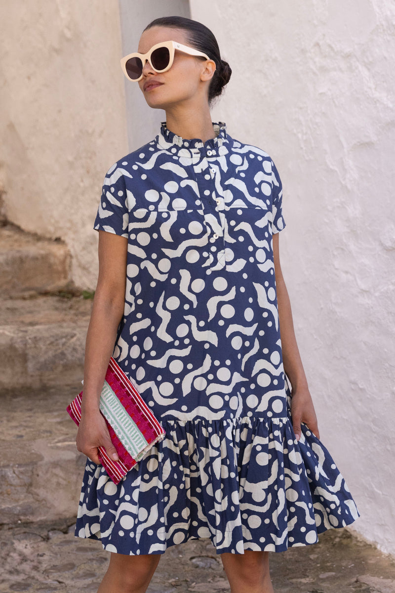 Cap Sleeve Mini- Acadia Navy
