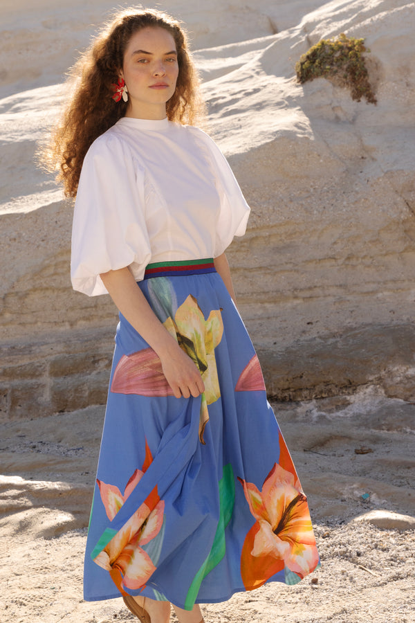 Swing Skirt- Hibiscus Blue